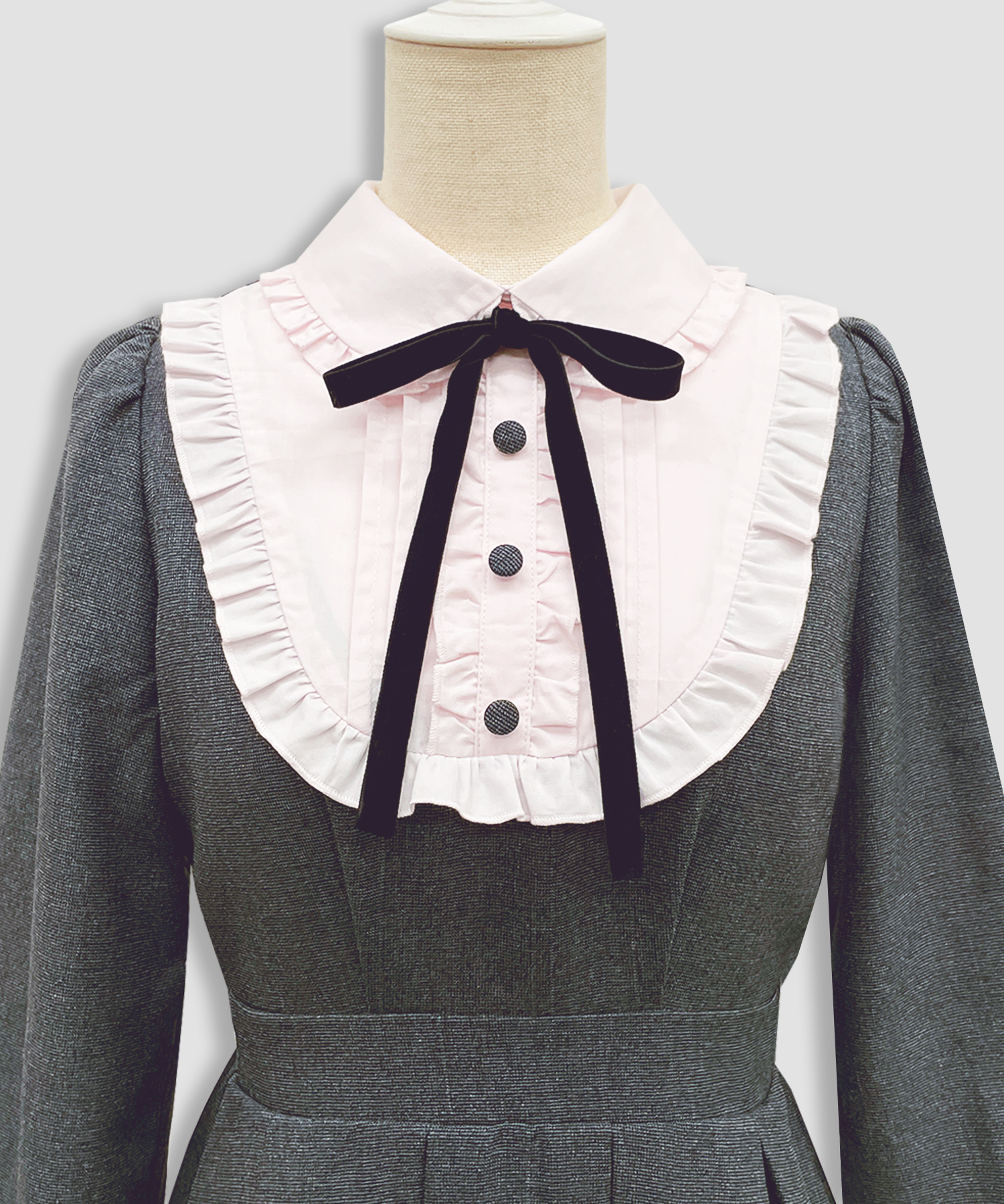 ベロアリボン配色ヨークワンピース