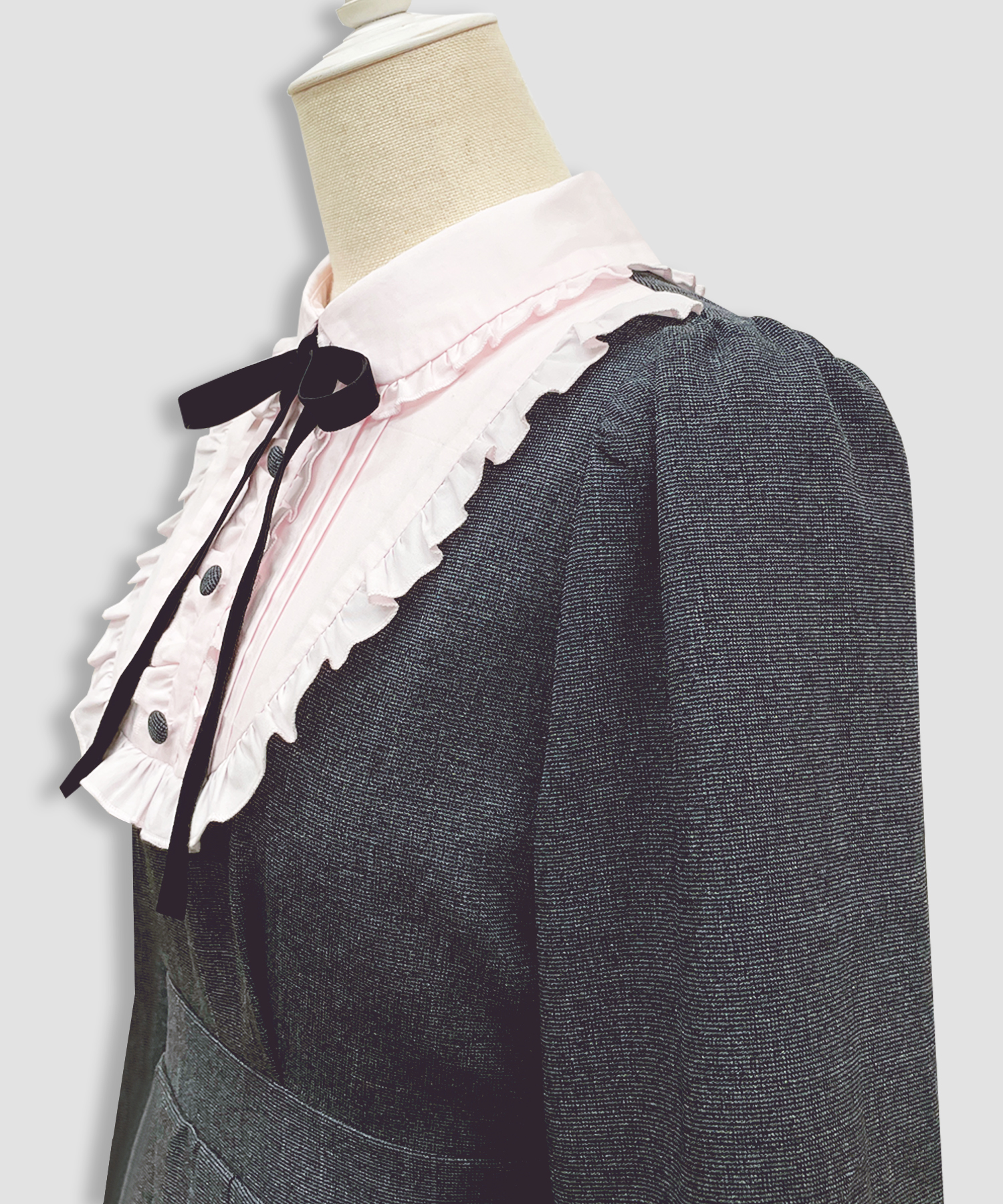 ベロアリボン配色ヨークワンピース