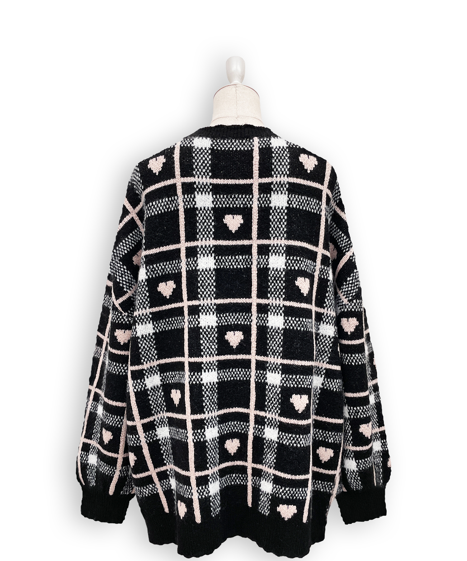 ハートチェックビッグカーディガン