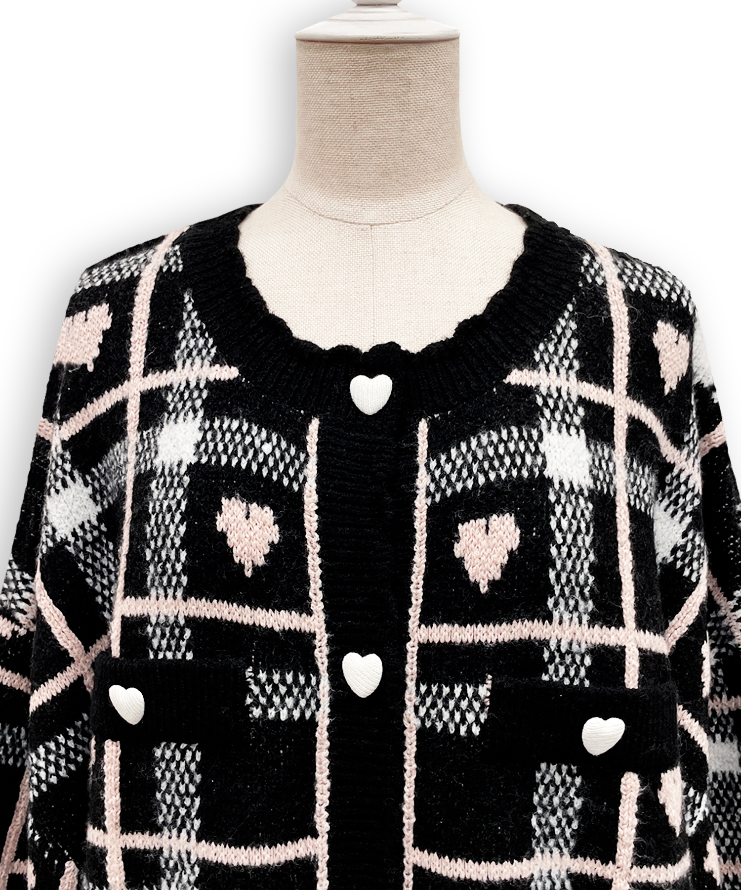 ハートチェックビッグカーディガン