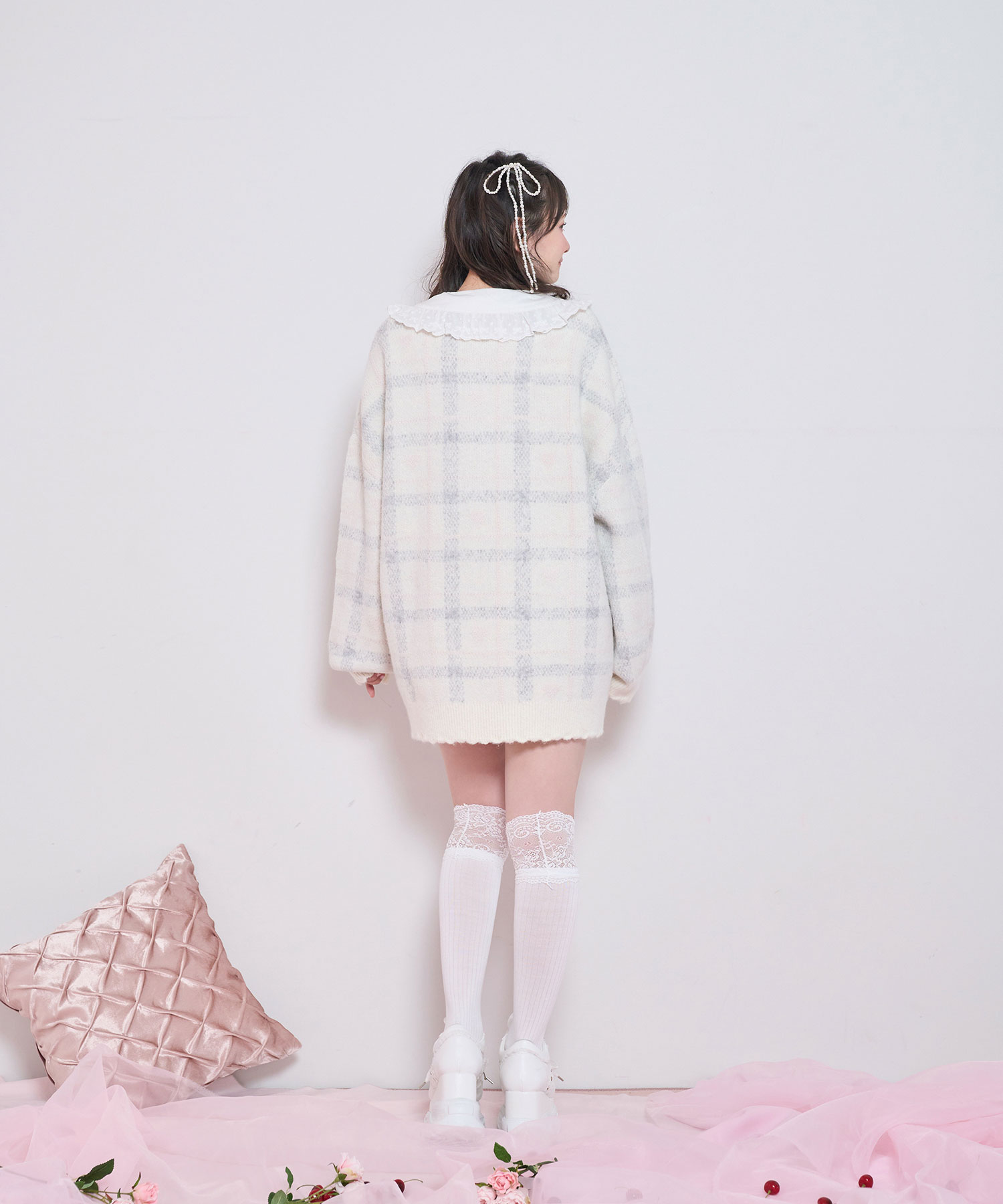 新品✨ 大人気ホワイト✨JENNEコットンビッグリボンカサブランカ ハートチェックビッグカーディガン – BUNNY APARTMENT