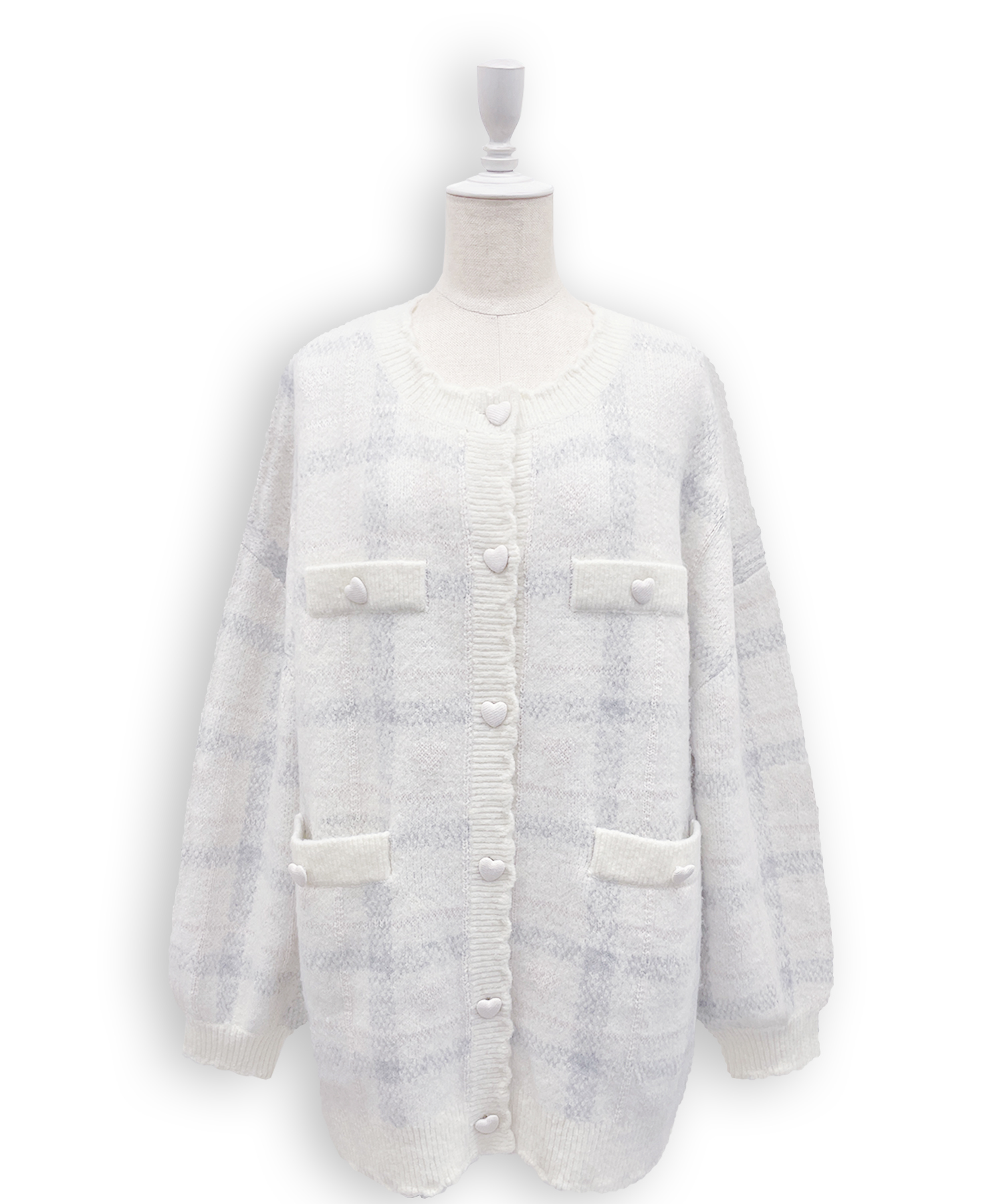 ハートチェックビッグカーディガン