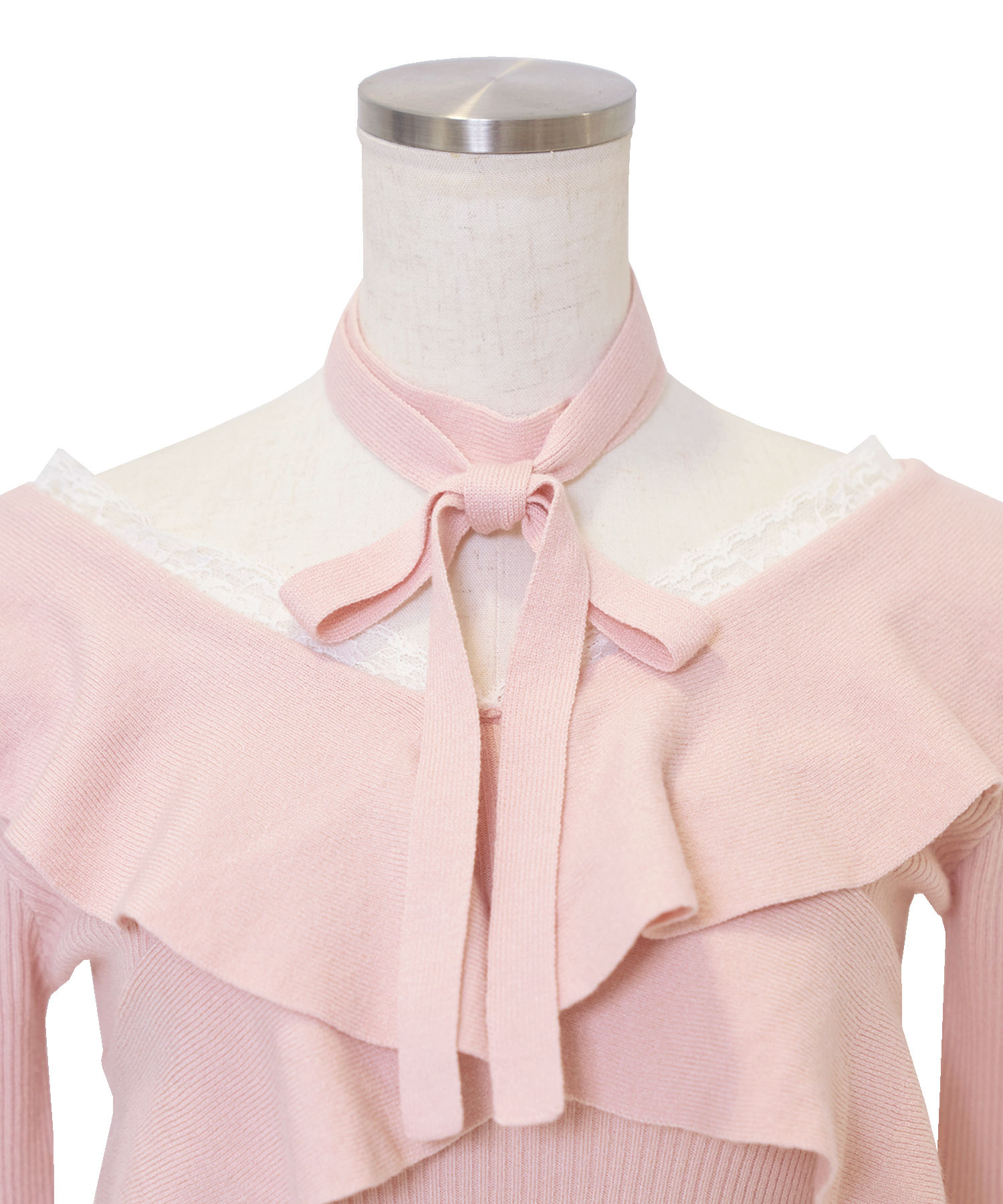 Ruffle collar knit tops ロゼミューズ ピンク Ruffle collar knit tops ロゼミューズ ピンク - メルカリ