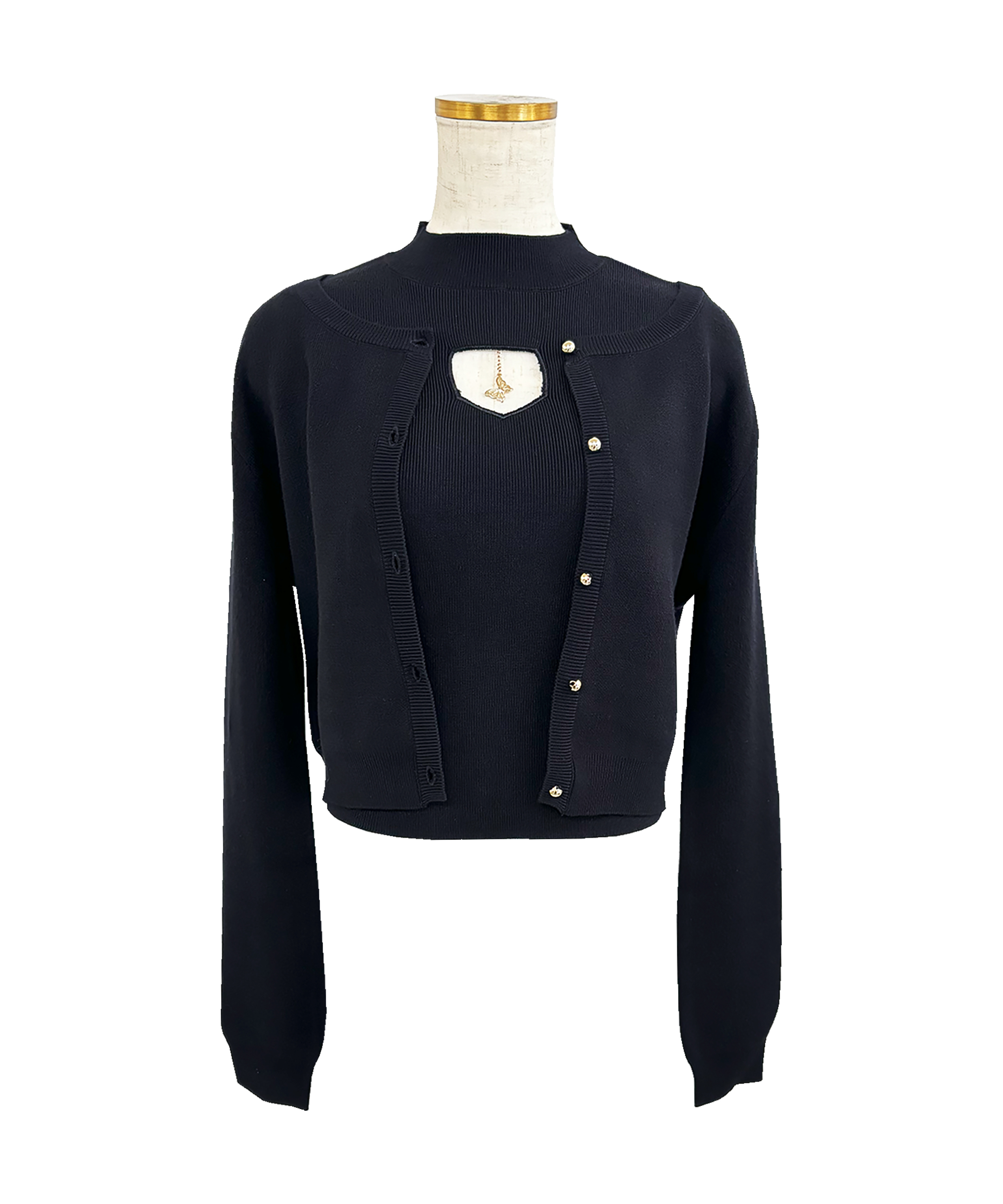 【売り尽くし値下げ中】　美品　neck design slim knit cd Chest charm Ens. knit tops – BUNNY APARTMENT