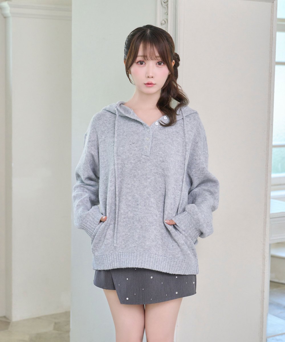 Mohair knit hoodie