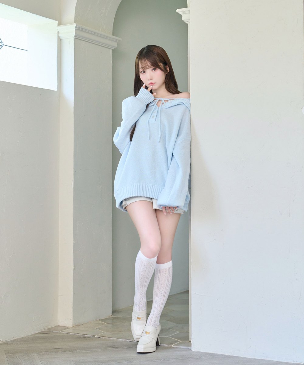 Mohair knit hoodie