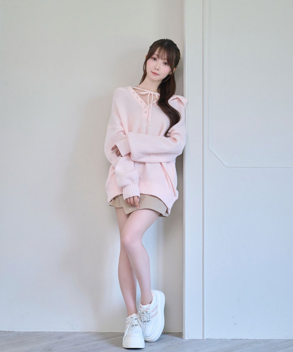 Mohair knit hoodie
