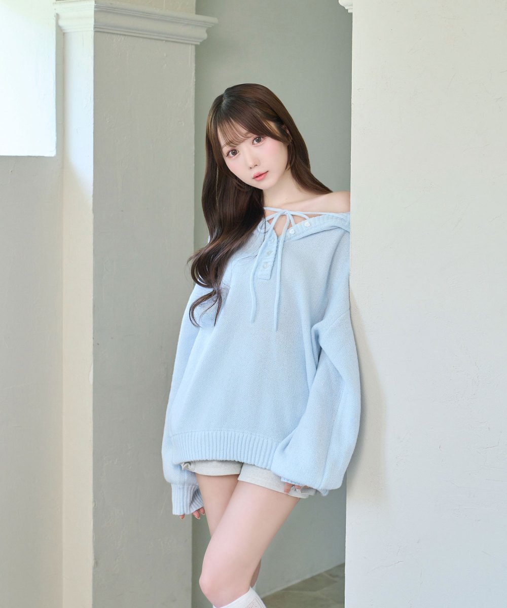 Mohair knit hoodie