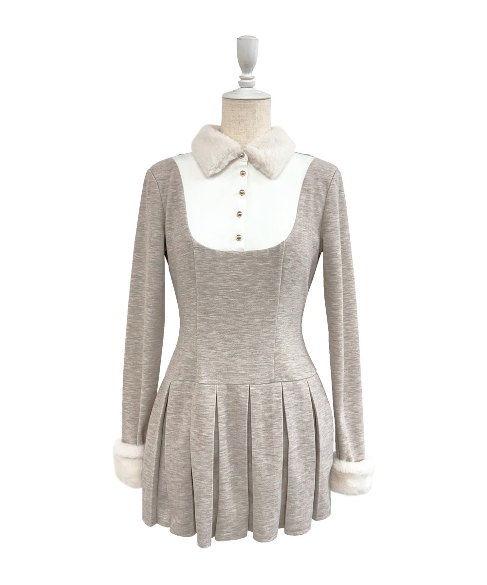 Knit sew pleated op