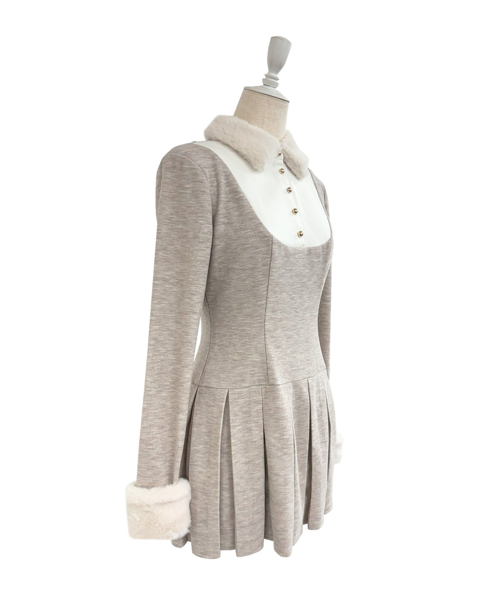Knit sew pleated op