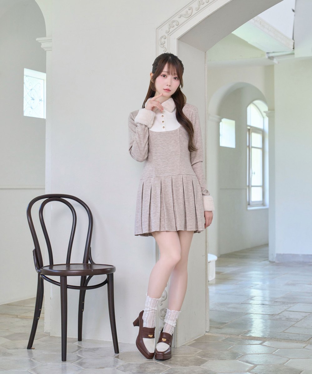 Knit sew pleated op