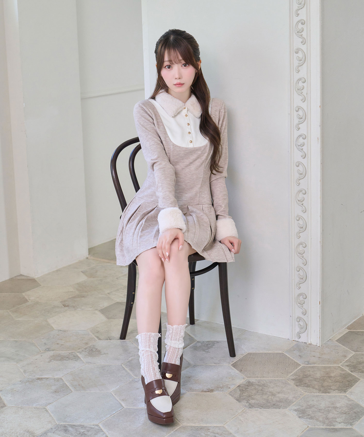 épine tulle flower rib knit onepiece Tulle lace one piece – BUNNY APARTMENT