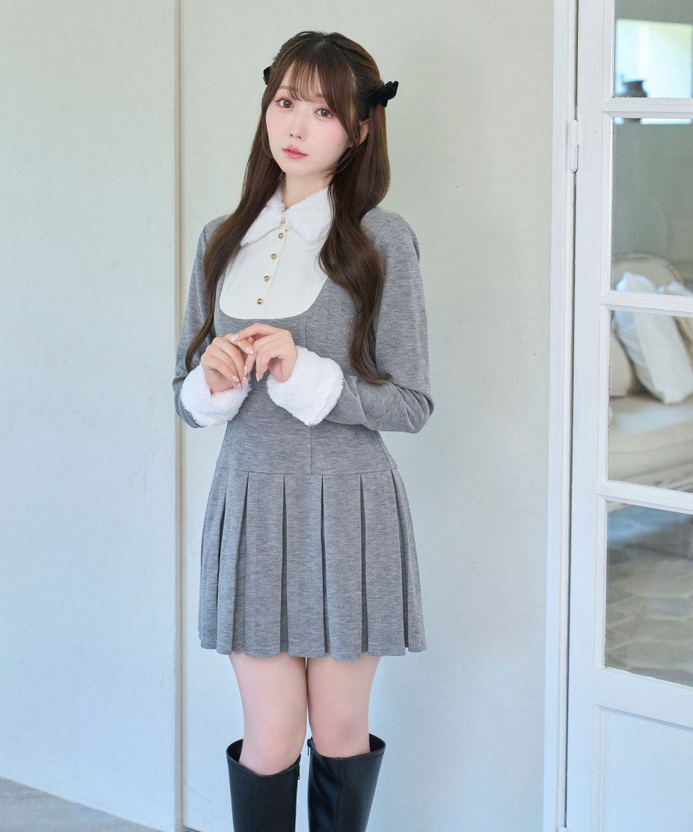 Knit sew pleated op
