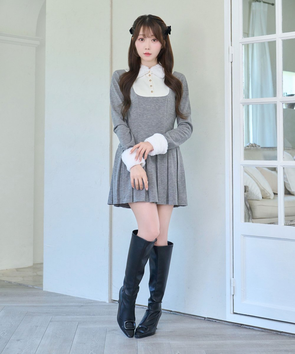 Knit sew pleated op