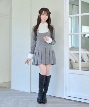 Knit sew pleated op