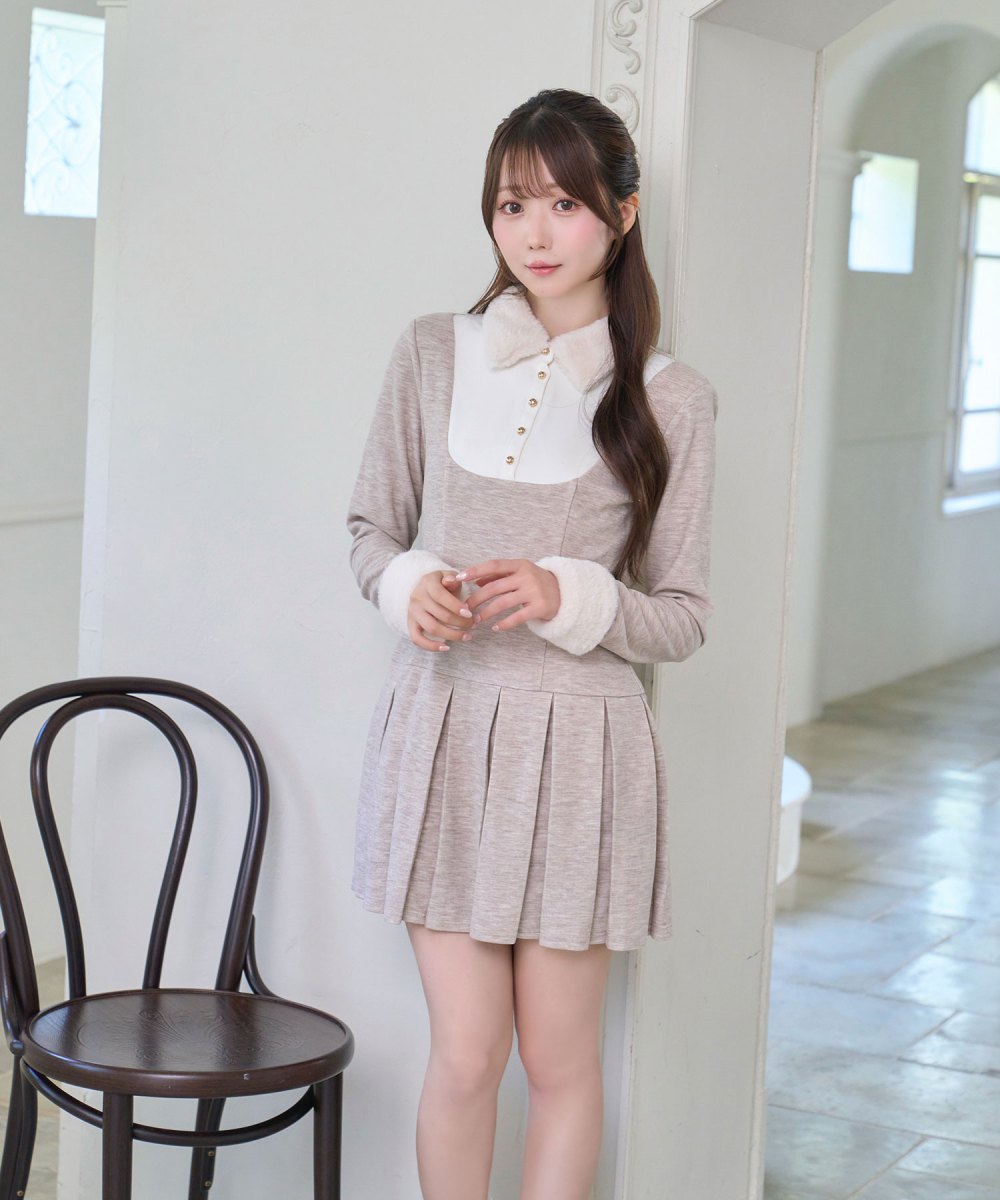 Knit sew pleated op
