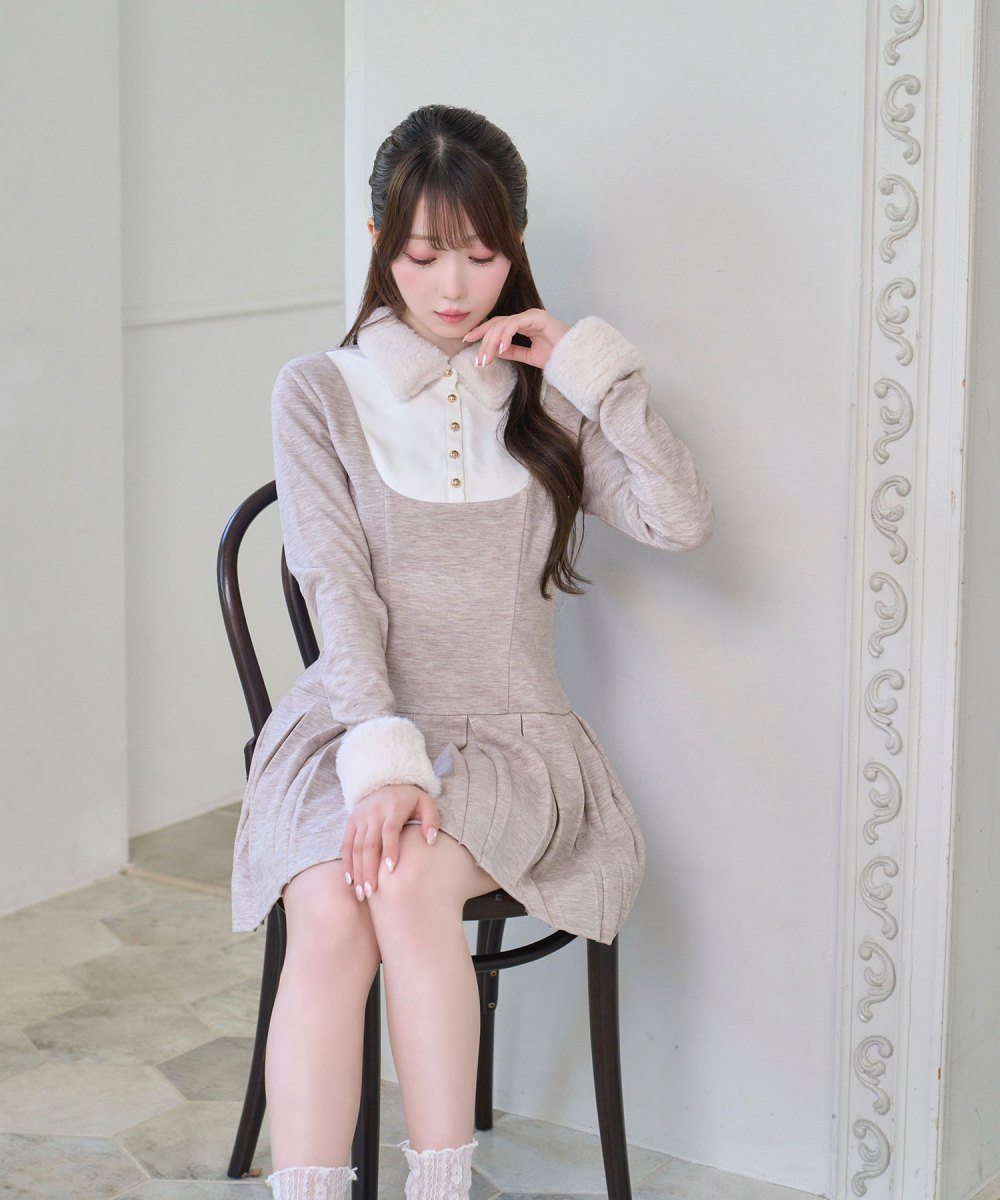 Knit sew pleated op