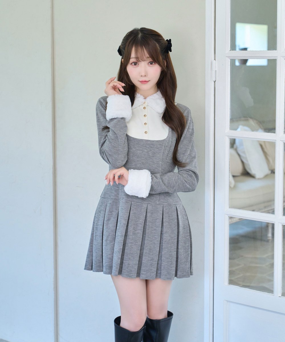 Knit sew pleated op