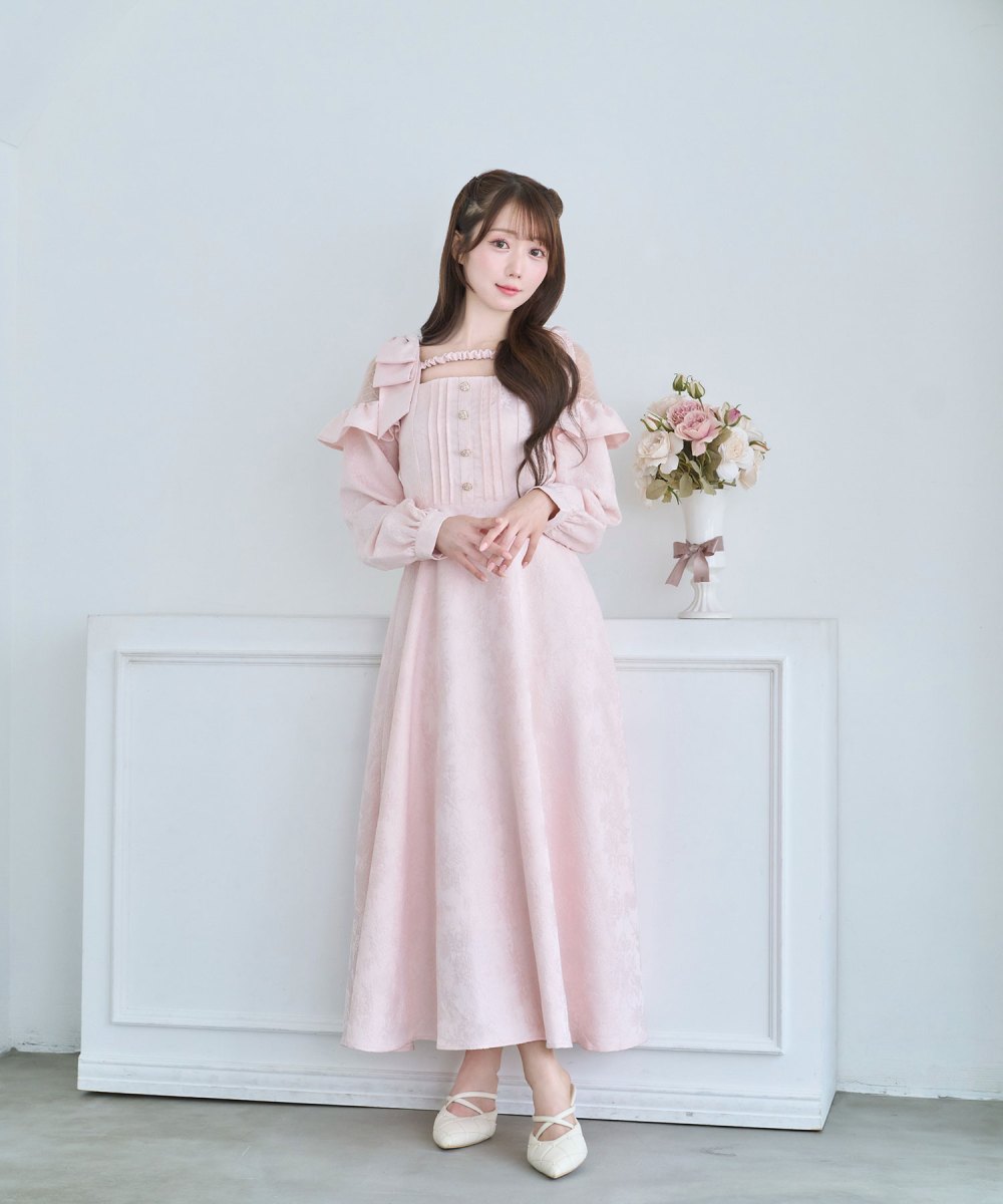 Lace switching jacquard dress – BUNNY APARTMENT