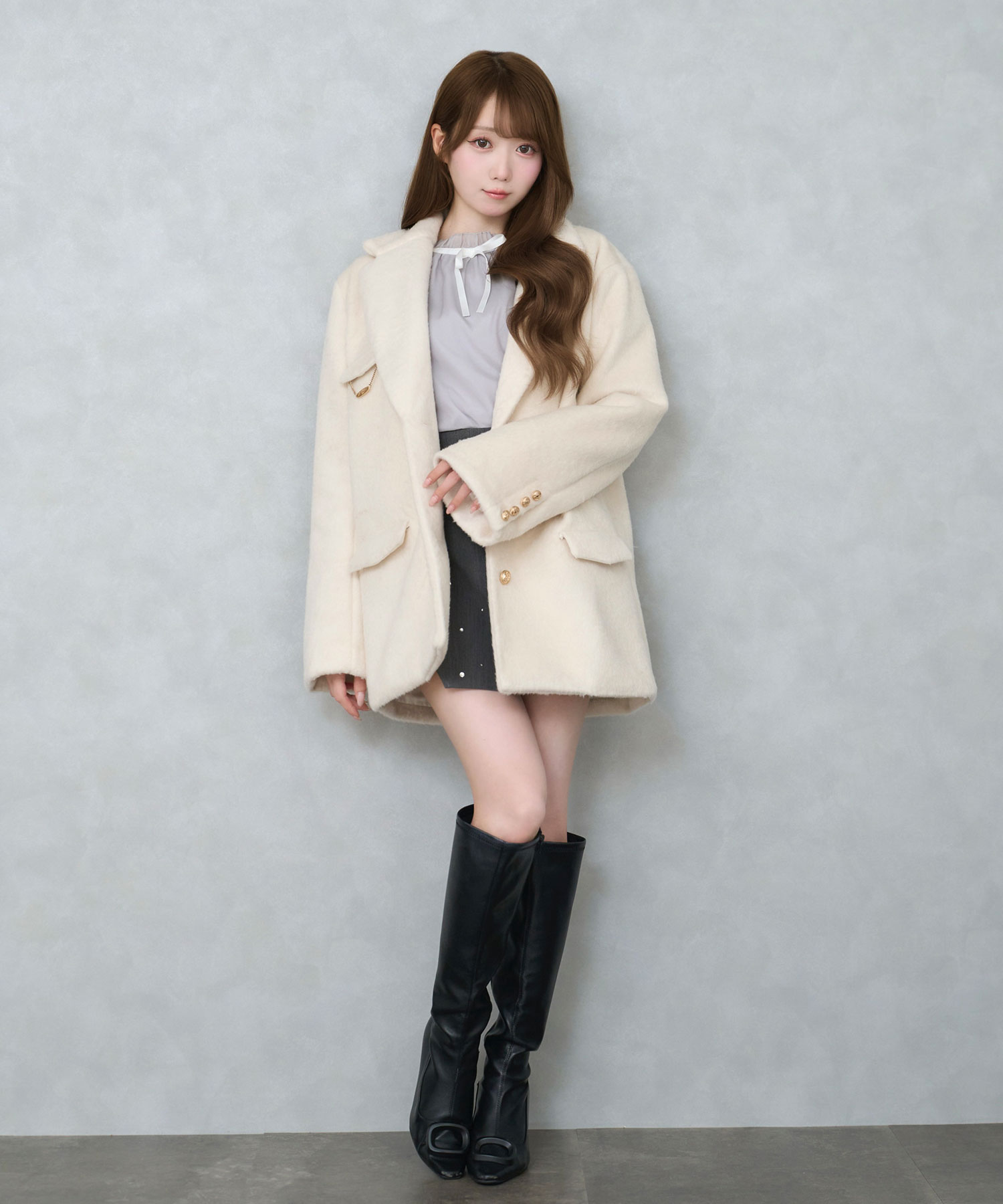 Shaggy oval charm jacket