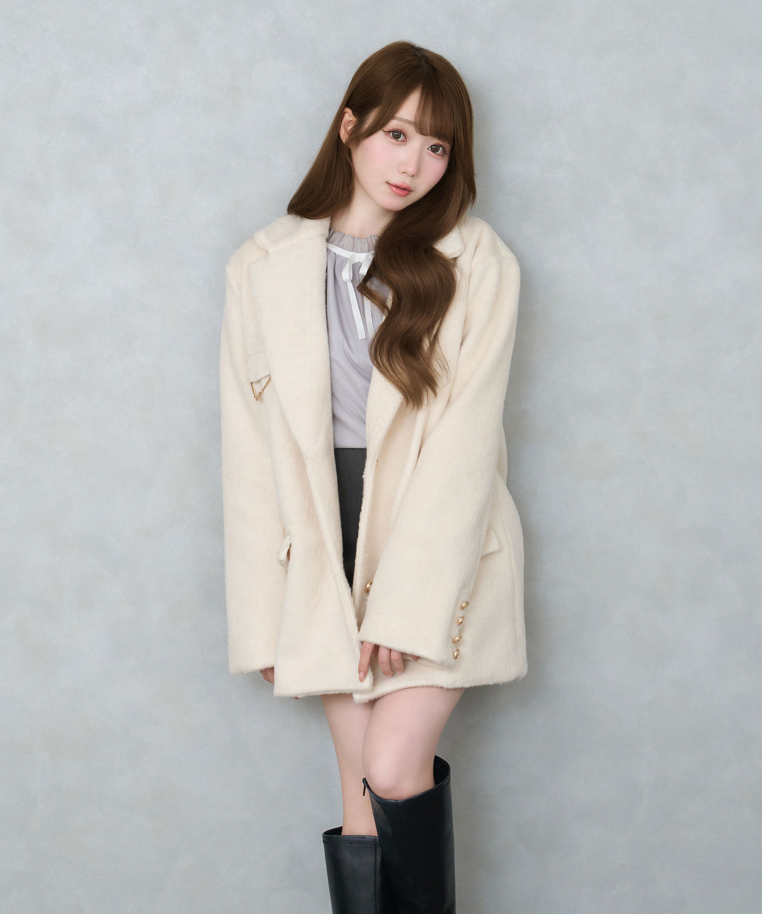Shaggy oval charm jacket