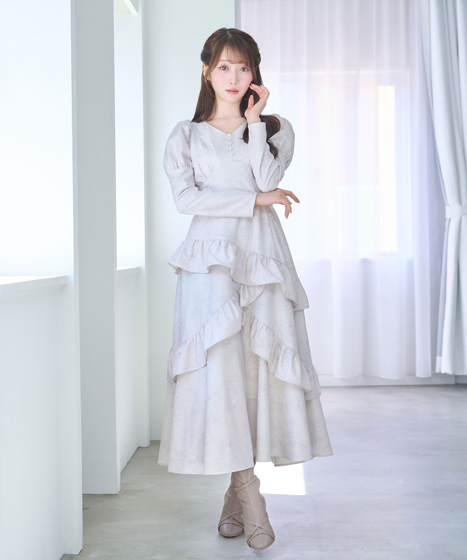 Peony flower print dress