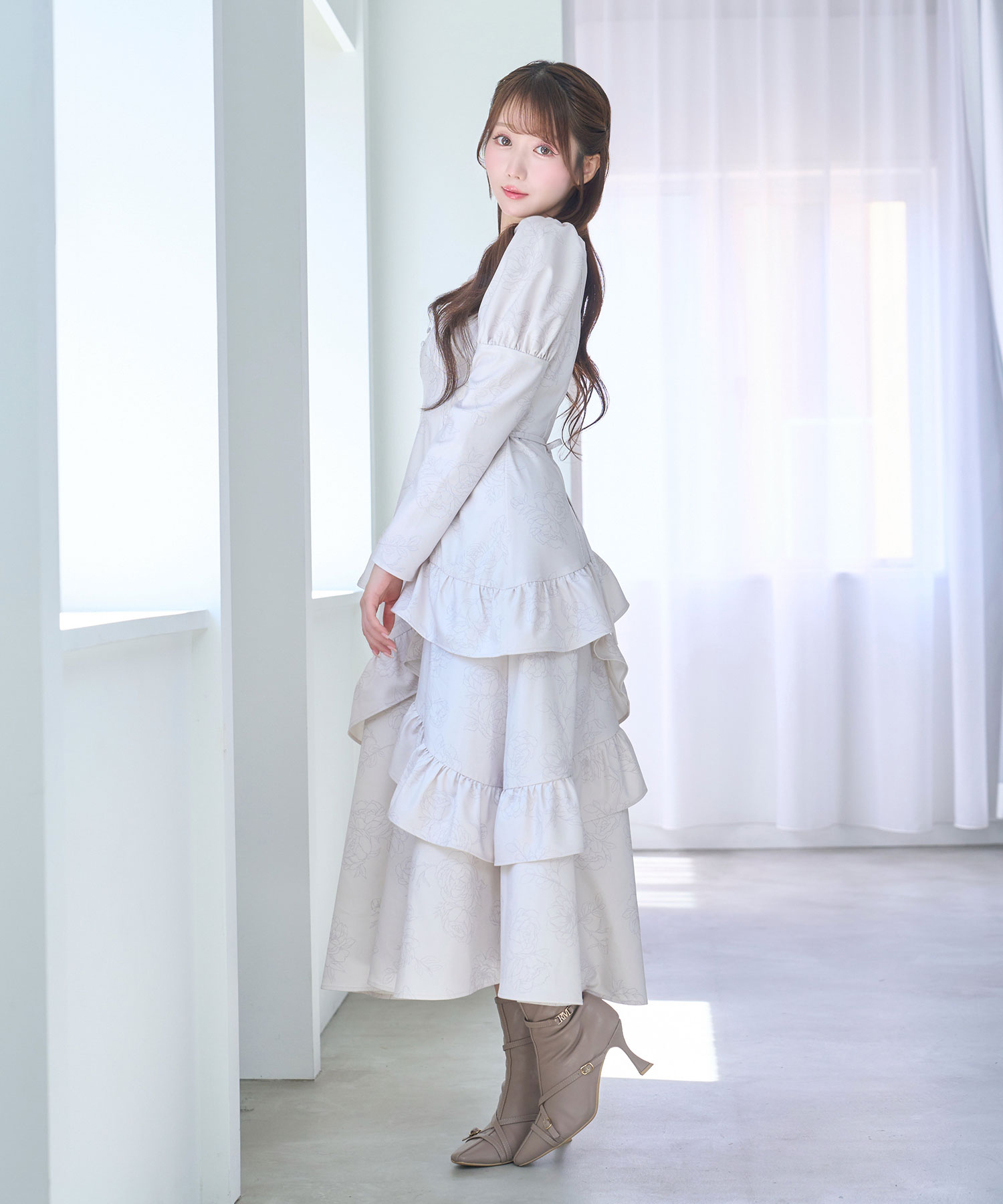 Peony flower print dress