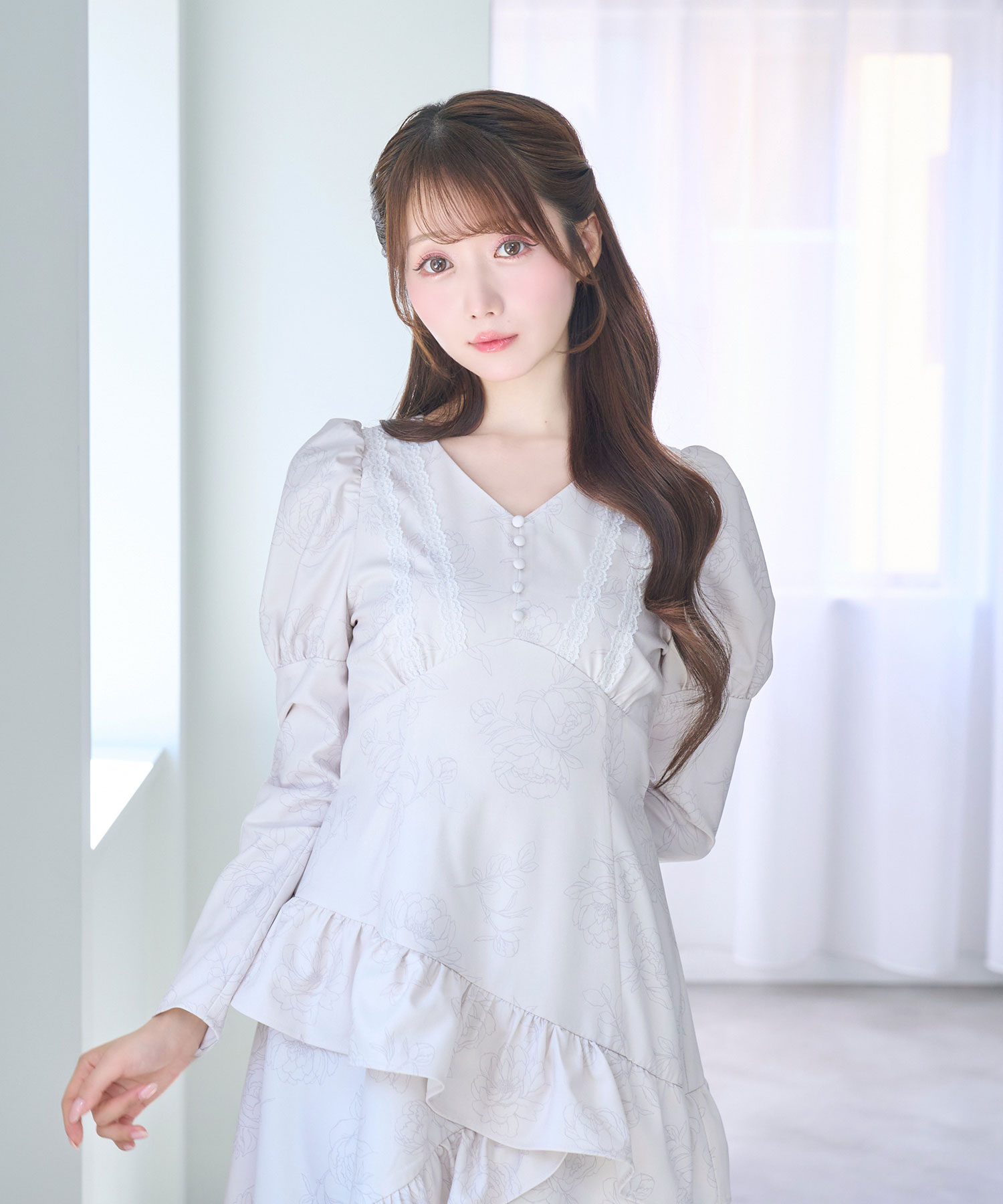 Peony flower print dress