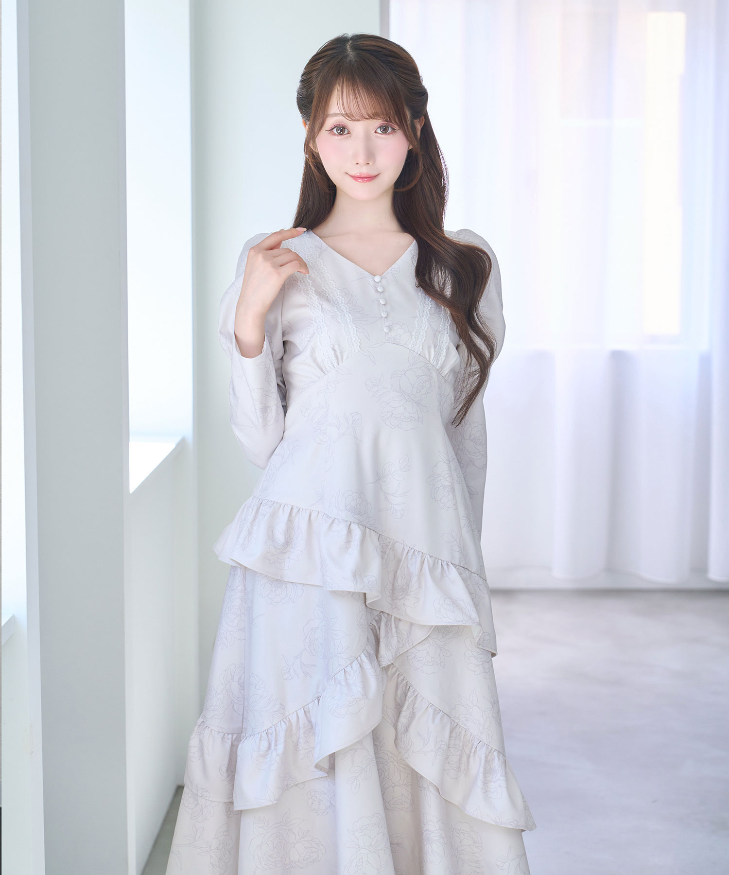 Peony flower print dress