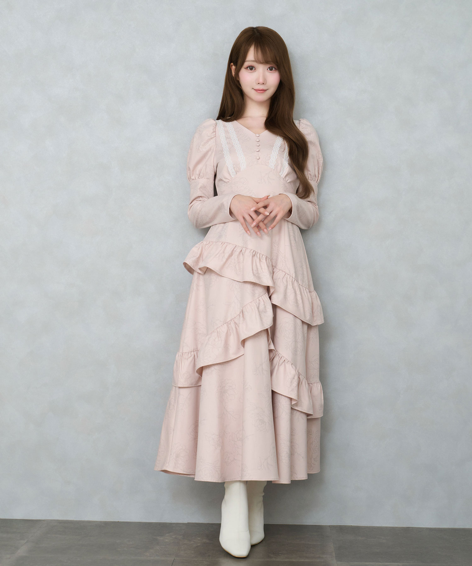 Peony flower print dress