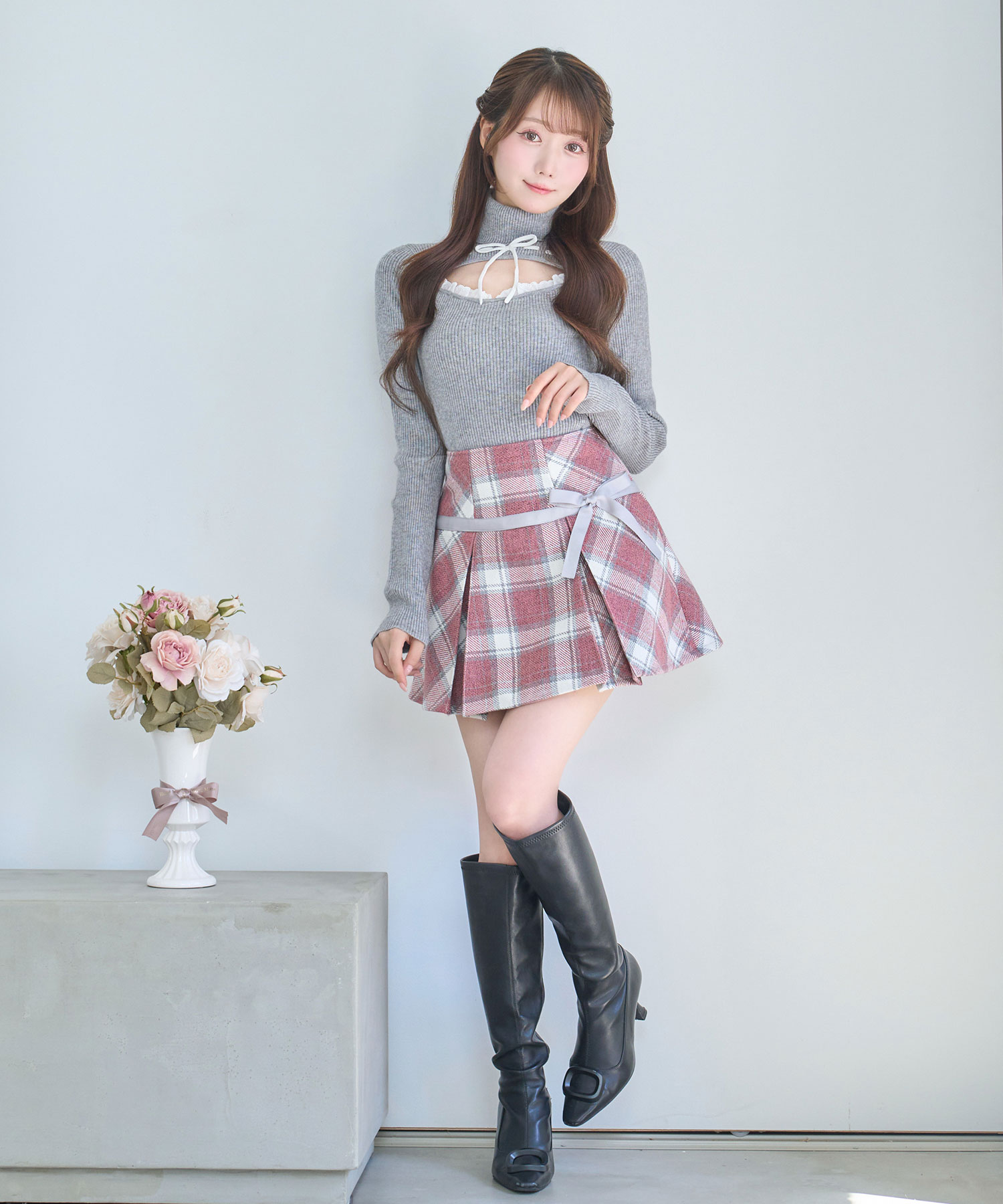 tweed like ribbon skirt