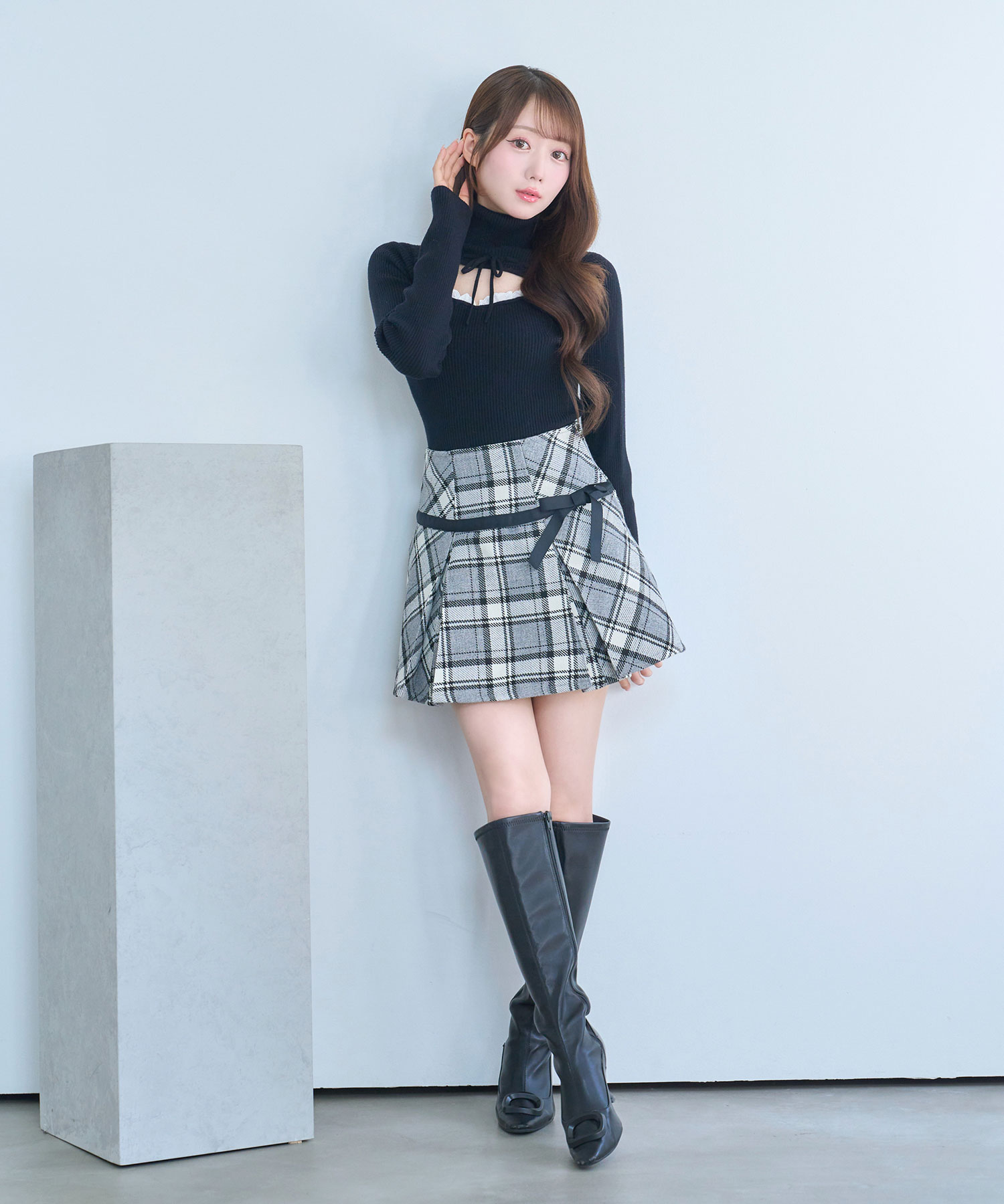 tweed like ribbon skirt