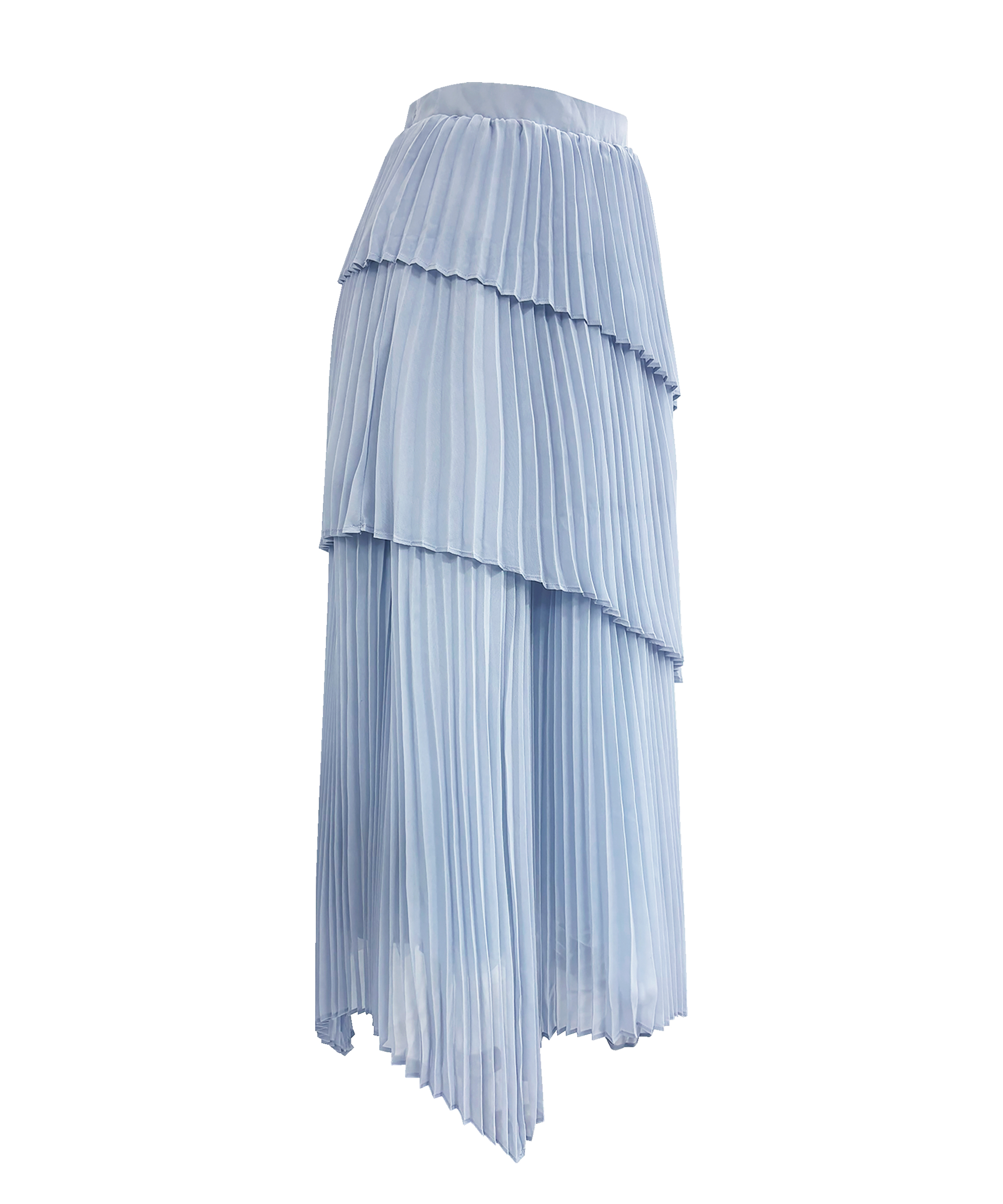 Irregular hem pleated skirt