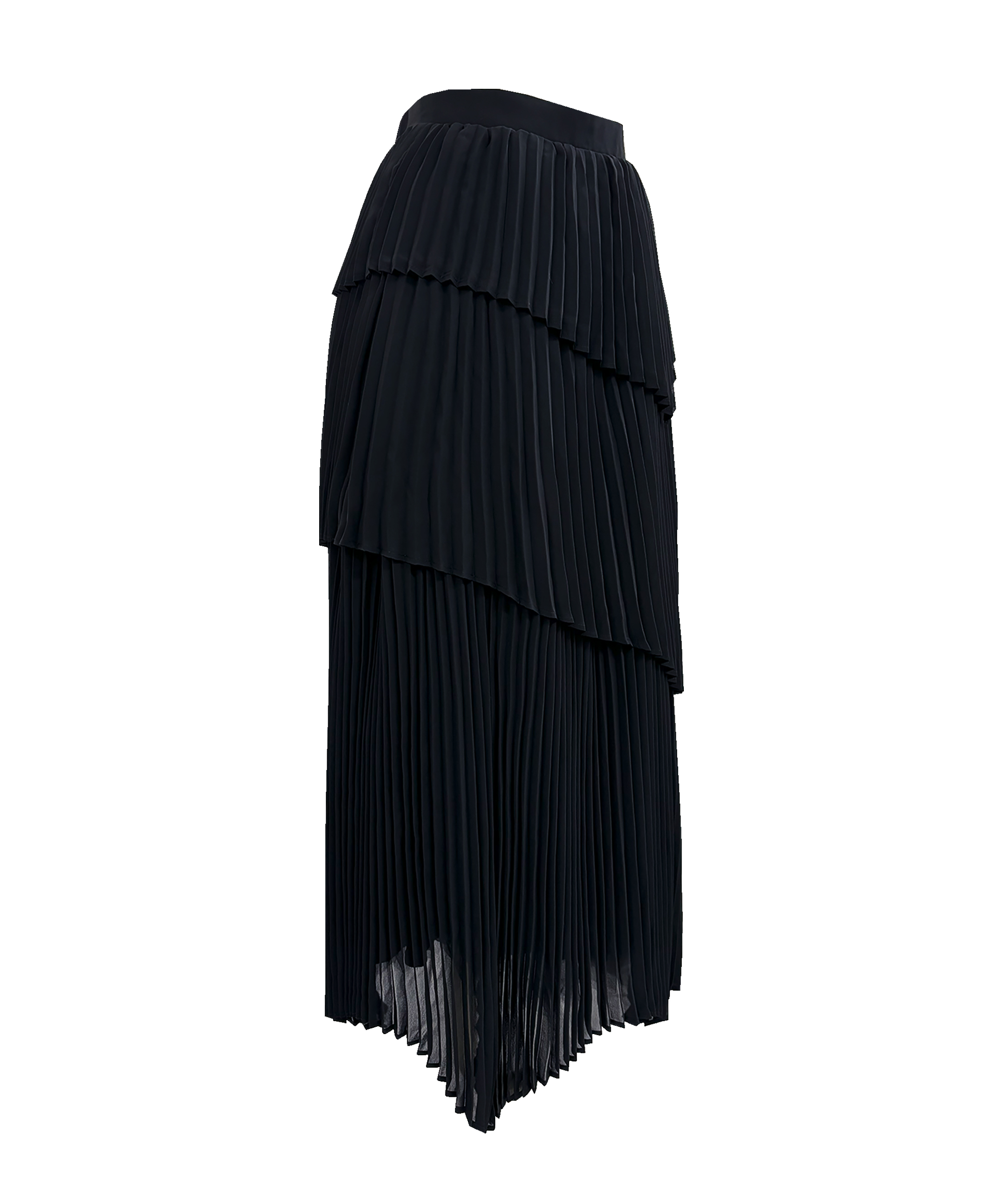 Irregular hem pleated skirt