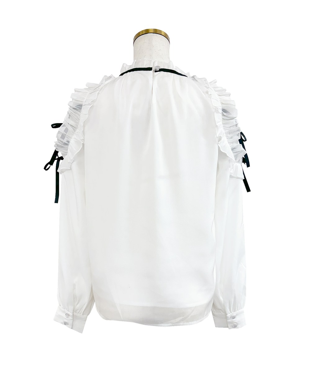 Shoulder frills Ribbon blouse – BUNNY APARTMENT