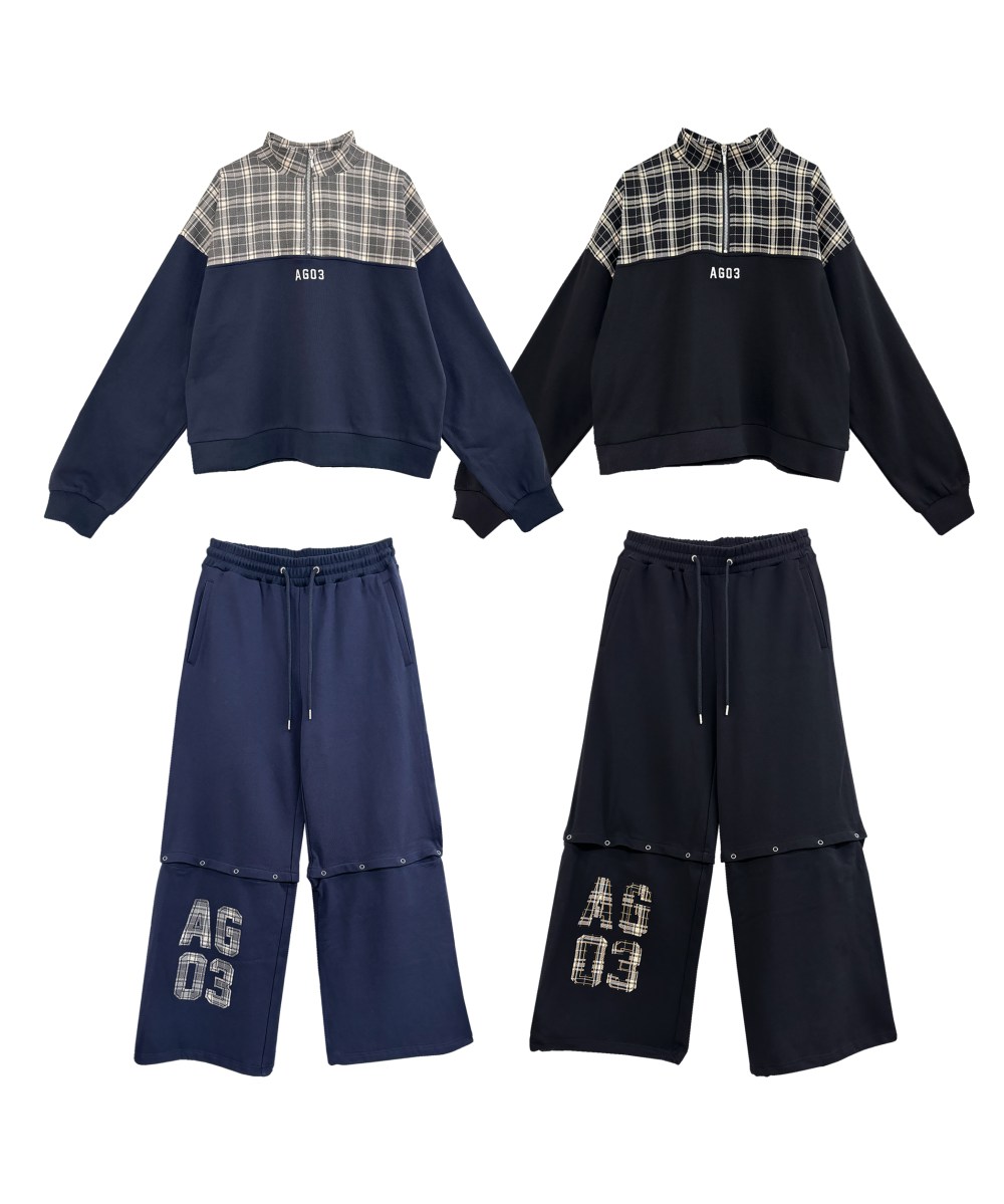 UNISEX チェックドッキングスウェット SET UP