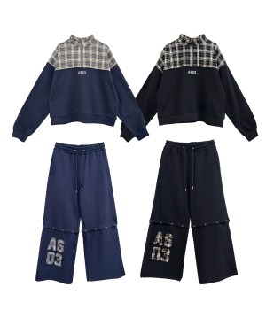 UNISEX チェックドッキングスウェット SET UP