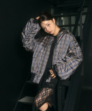 UNISEX オーバーサイズチェックブルゾン