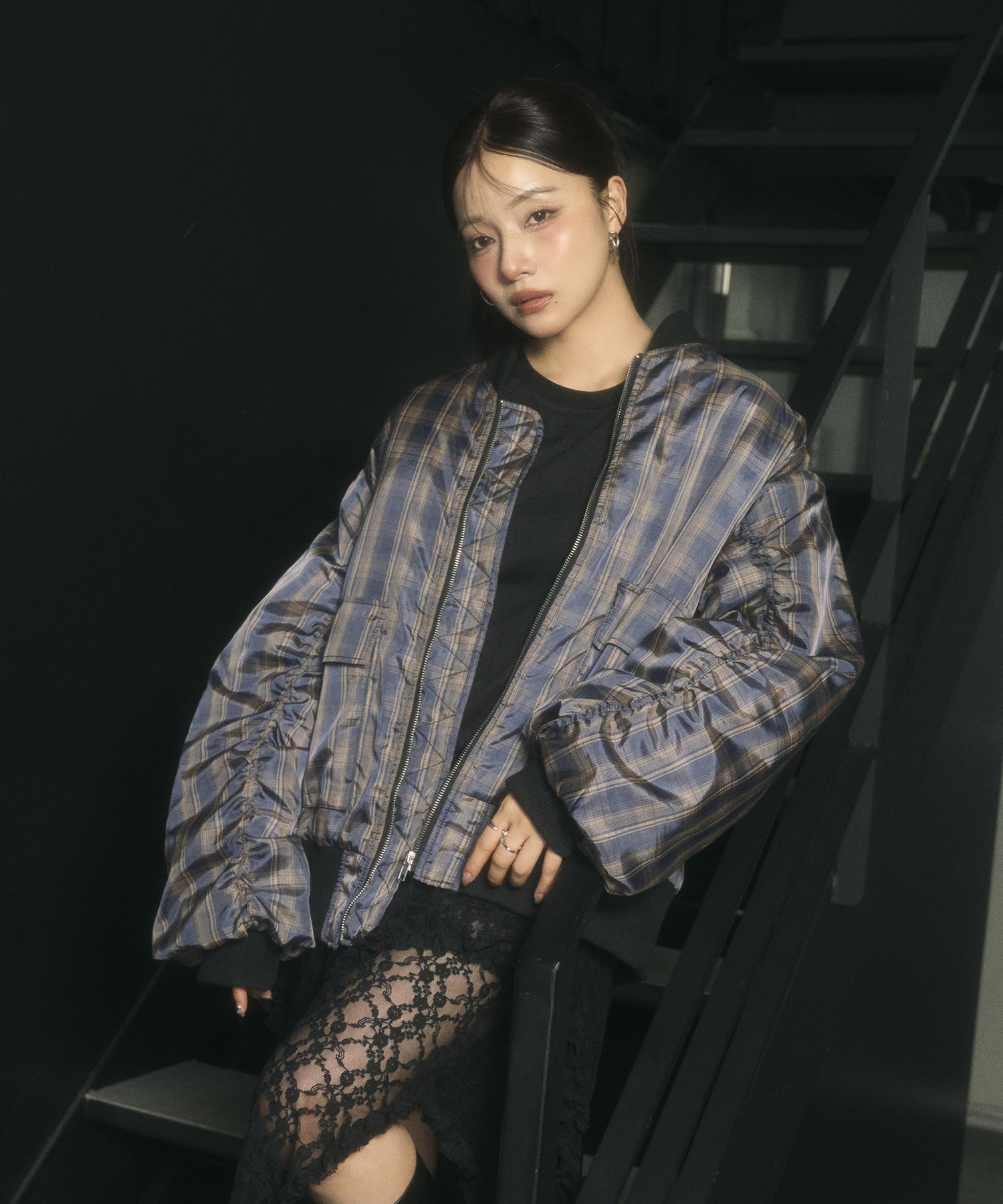 yoihi ランンスリーブブルゾン　ブラック yoihi ランンスリーブブルゾン ブラック