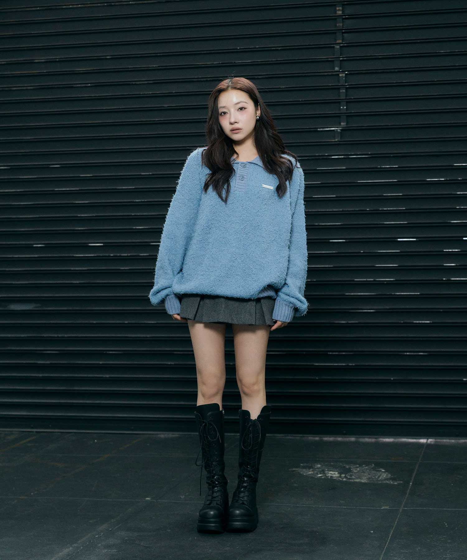 UNISEX ルーズポロニット