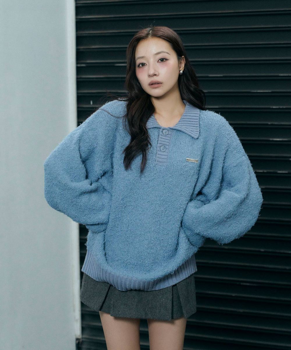 UNISEX ルーズポロニット