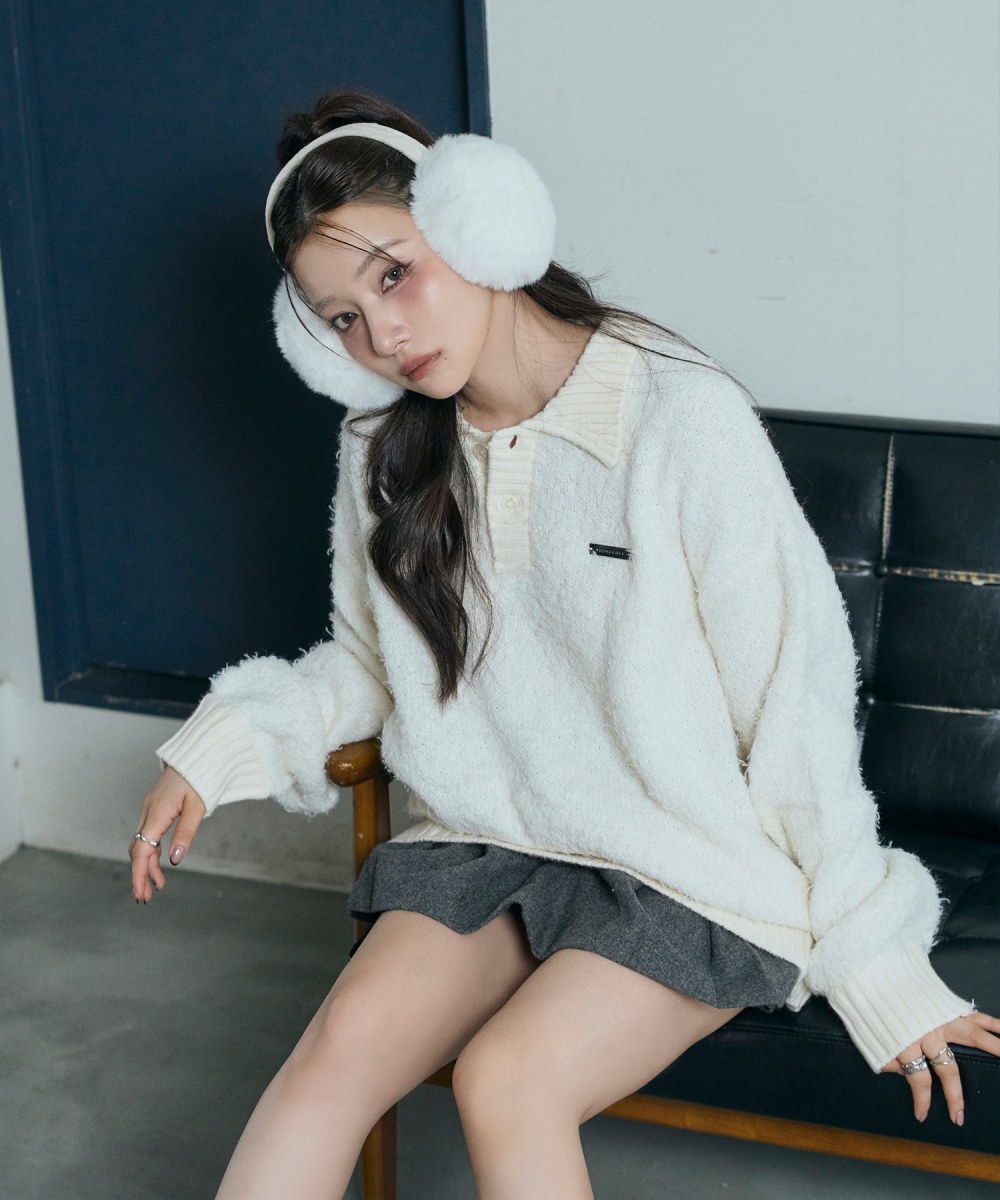 UNISEX ルーズポロニット