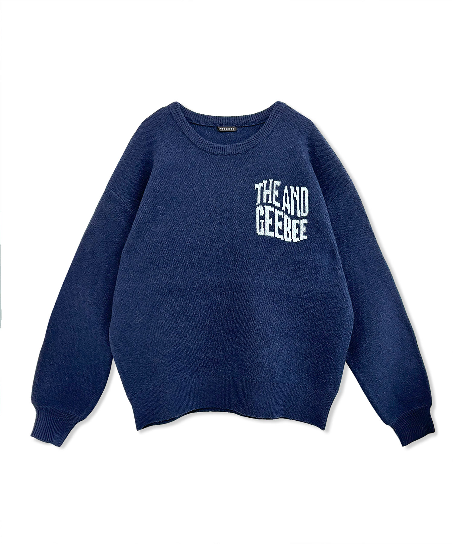 E75　アバクロンビー&フィッチ　インターシャロゴ　ハンドニット　90s E75 アバクロンビー&フィッチ インターシャロゴ ハンドニット 90s