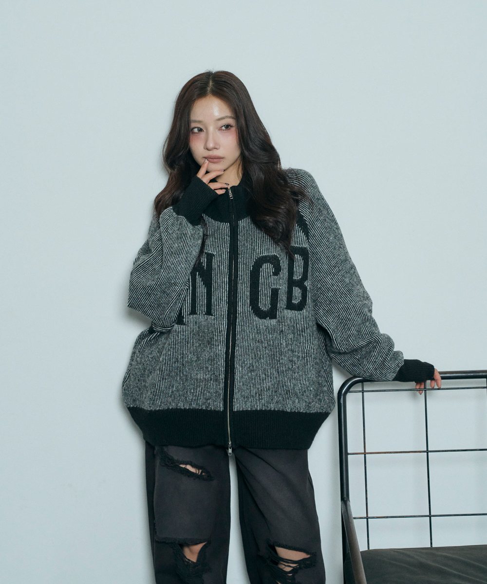 UNISEX プレーティングジップニット