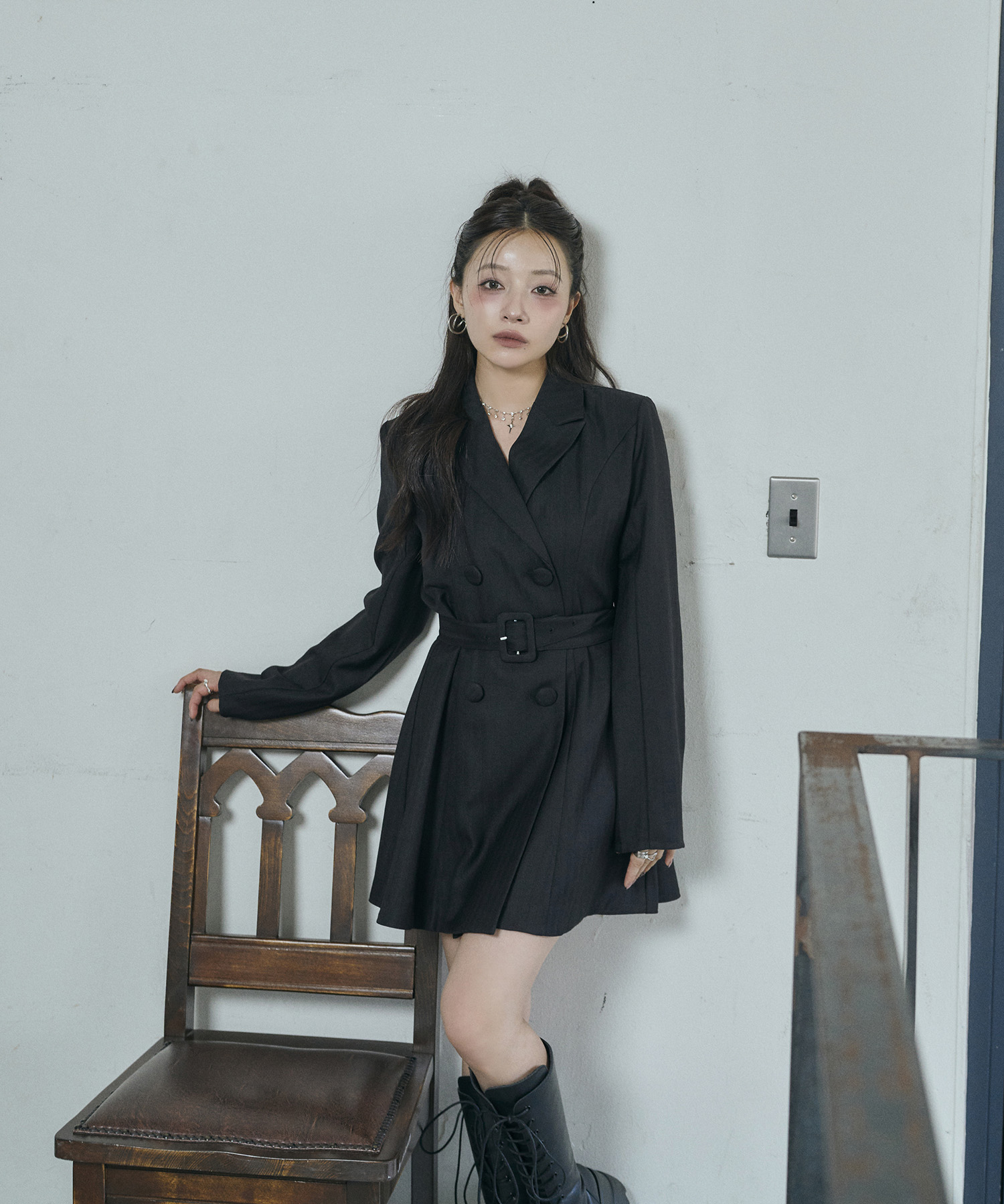 ダブルボタンジャケットワンピ