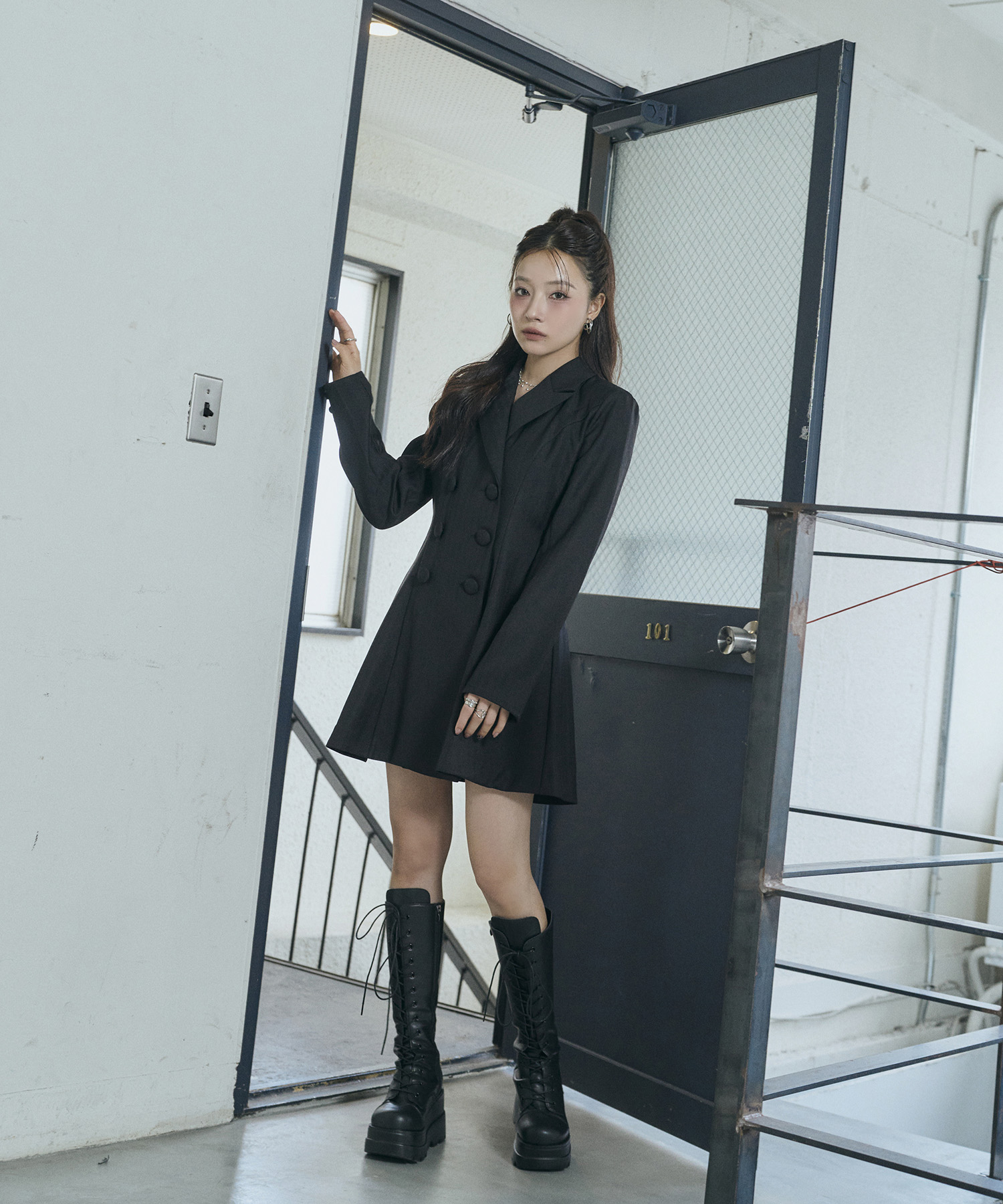 ダブルボタンジャケットワンピ