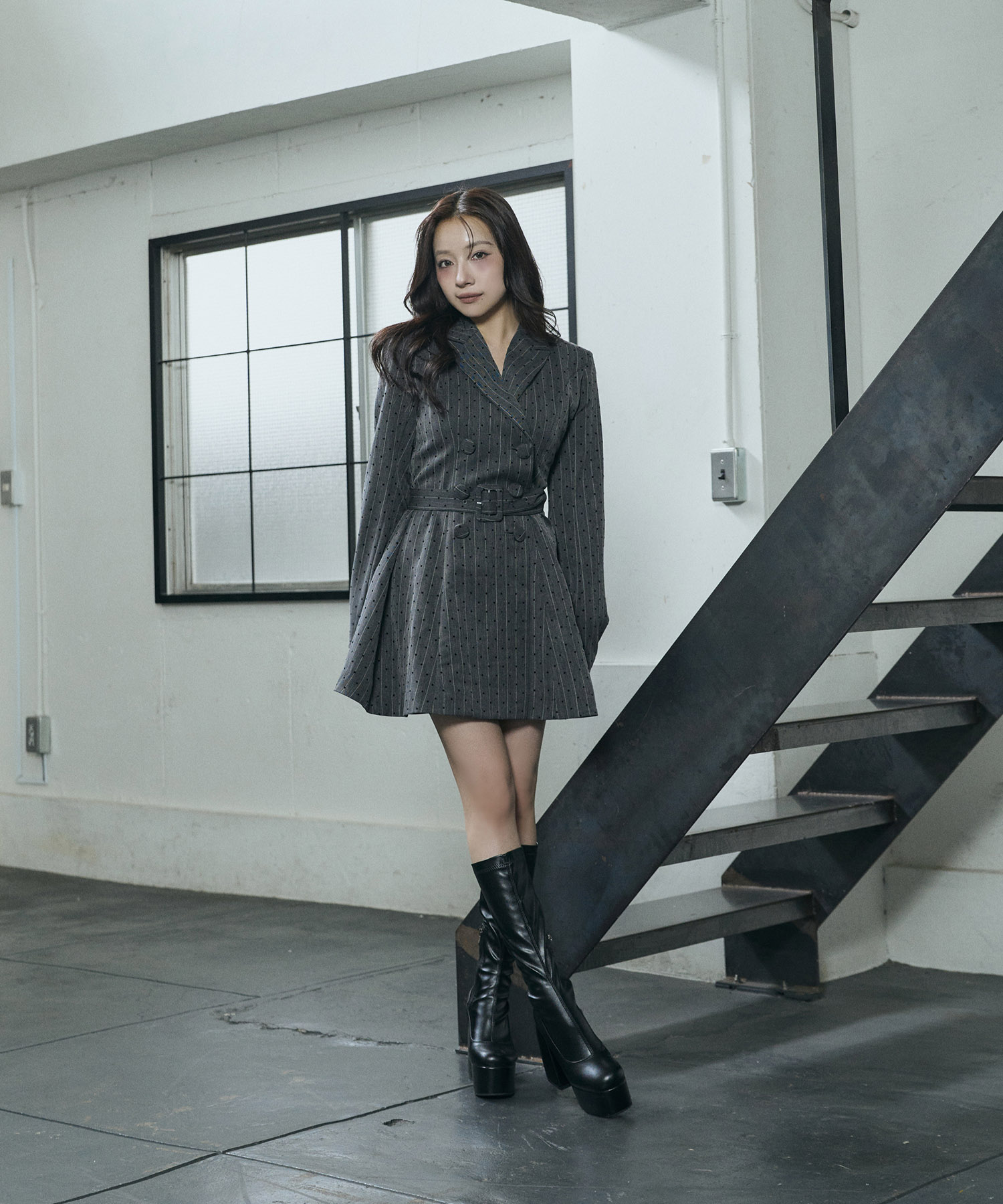 ダブルボタンジャケットワンピ