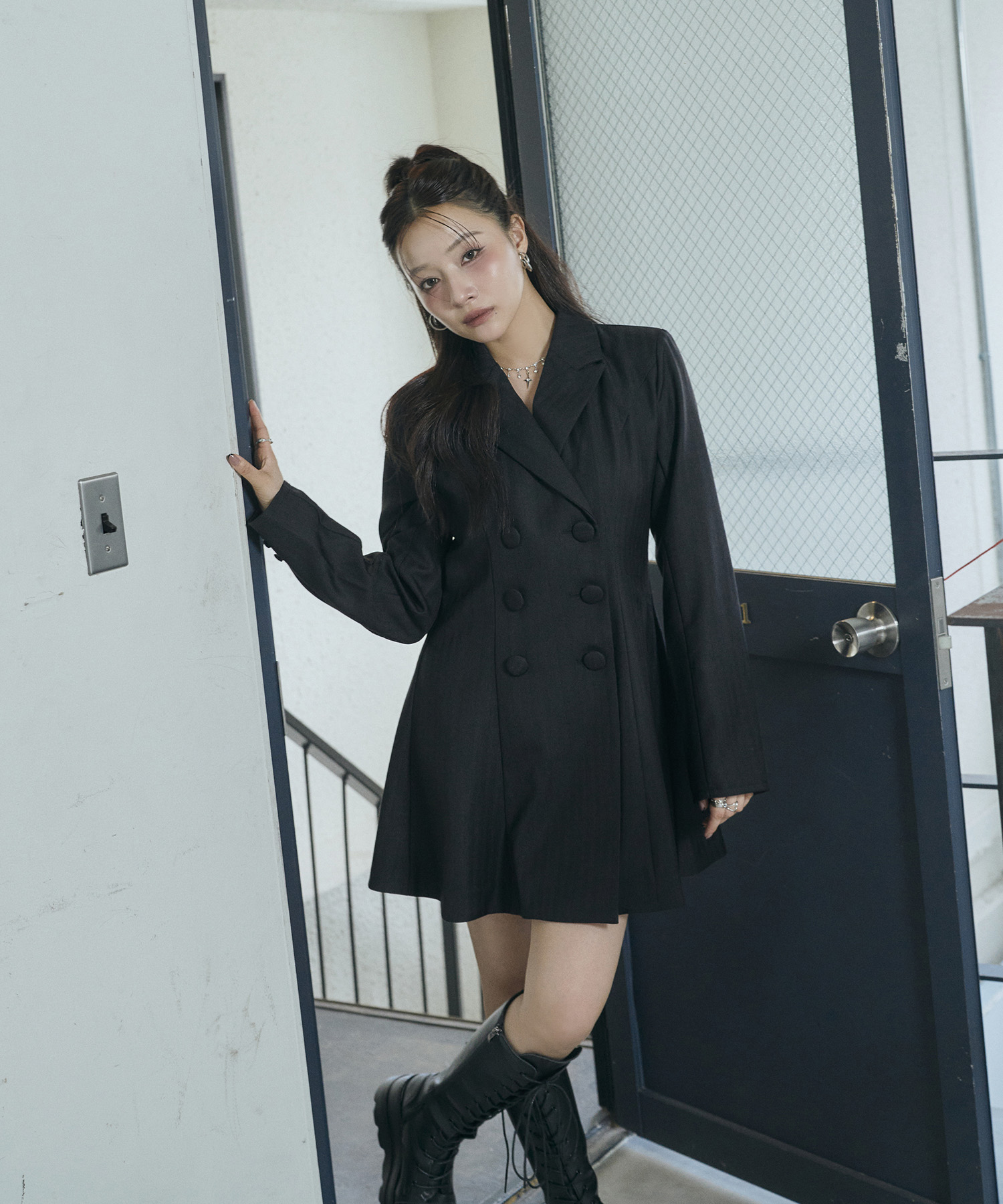 ダブルボタンジャケットワンピ