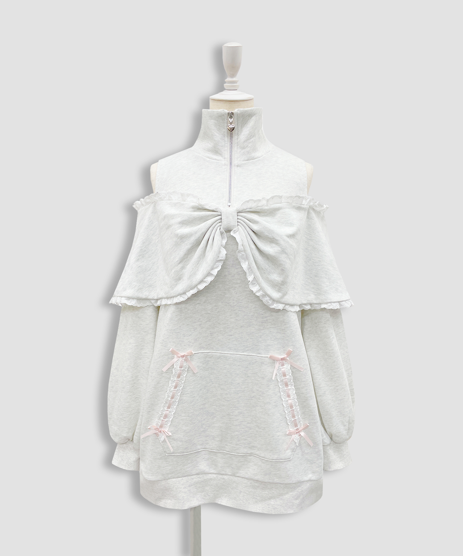 リボンライクハーフジップスウェットワンピース