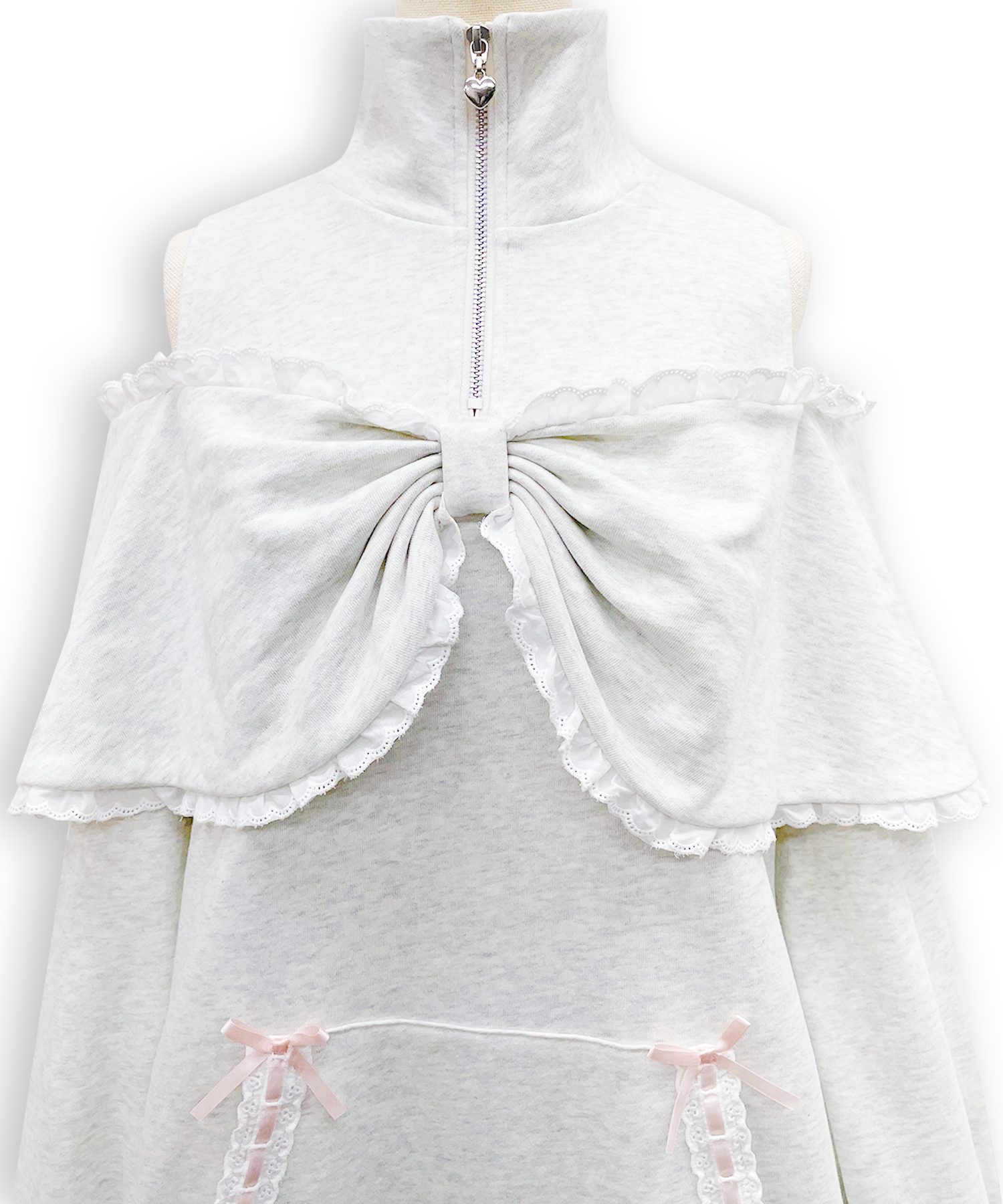 リボンライクハーフジップスウェットワンピース